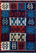 5x7 Ft Kilim Rug - Handwoven Blue & Red Afghan Flat Weave