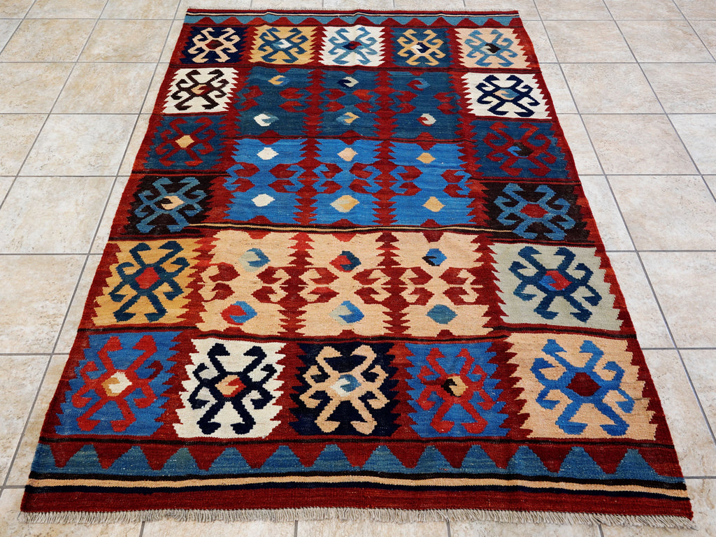 5x7 Ft Multicolor Kilim Rug - Handwoven Afghan Rug