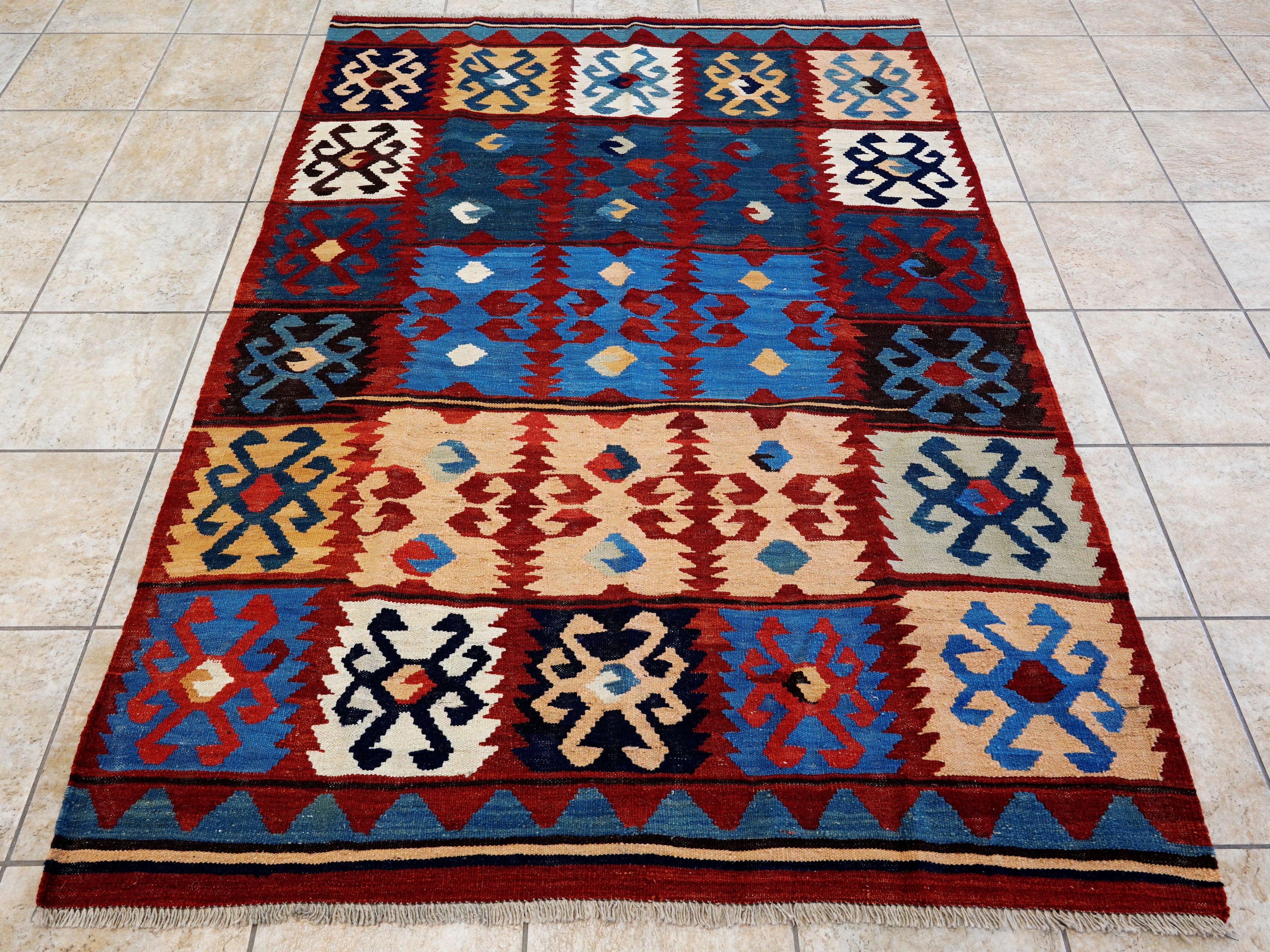 5x7 Ft Multicolor Kilim Rug - Handwoven Afghan Rug