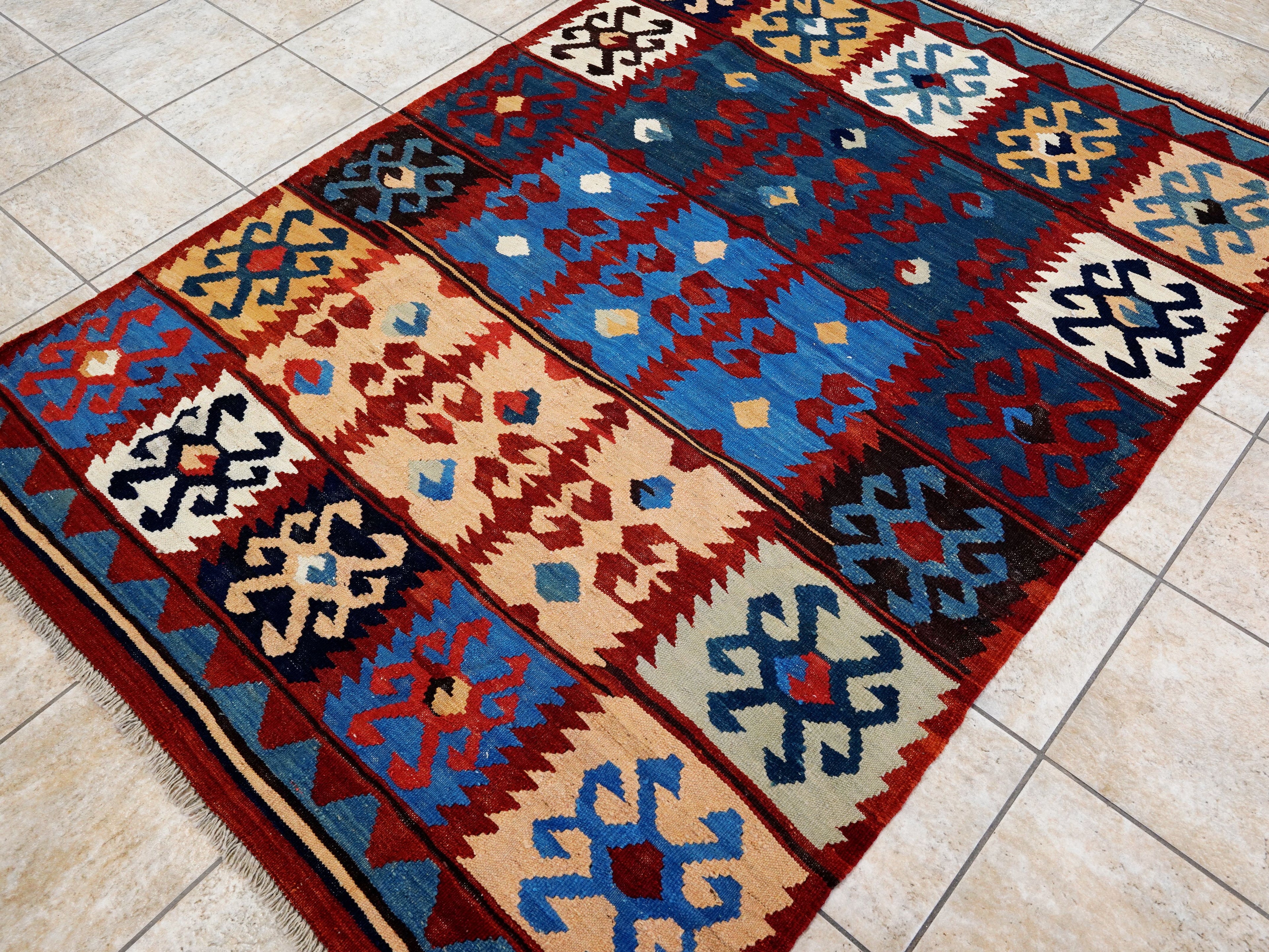 5x7 Ft Multicolor Kilim Rug - Handwoven Afghan Rug