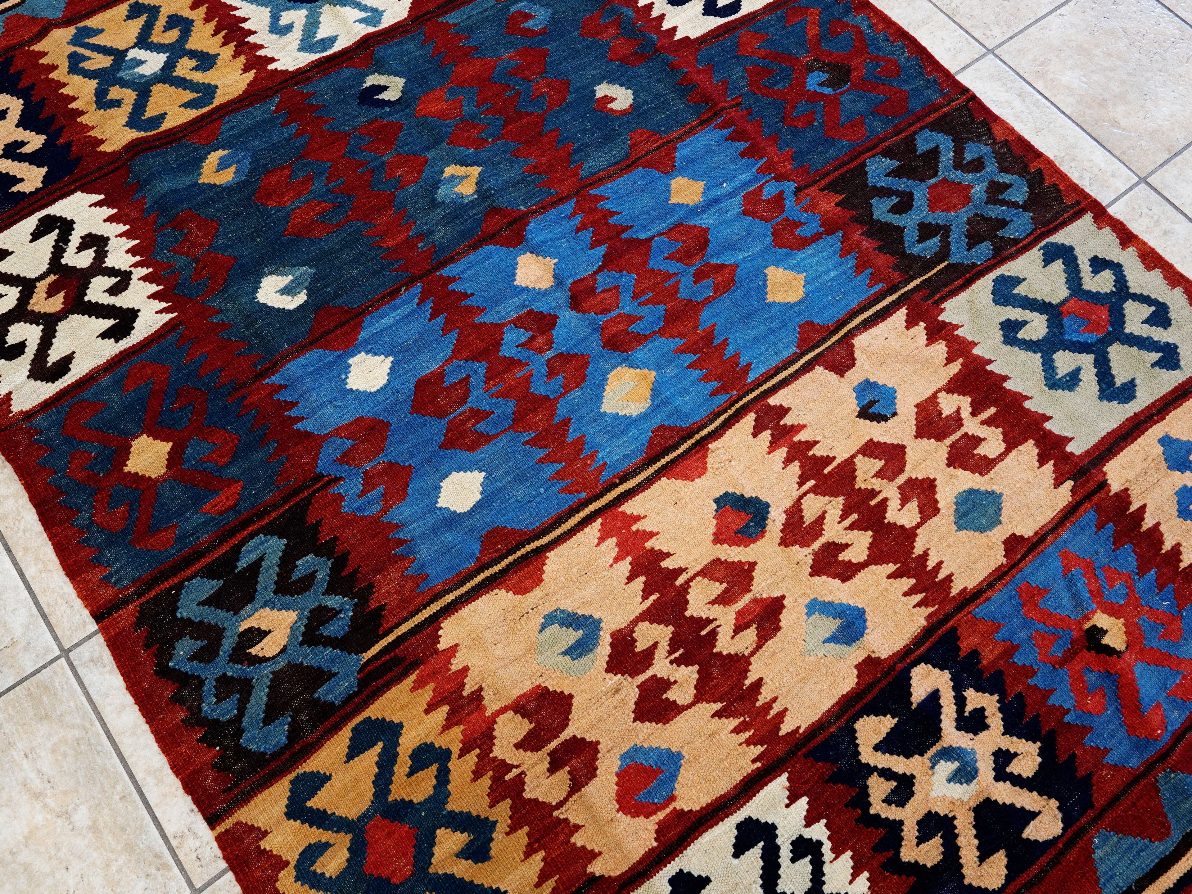 5x7 Ft Multicolor Kilim Rug - Handwoven Afghan Rug