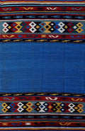 5x8 Ft Blue Kilim Rug - Handwoven Tribal Flatweave