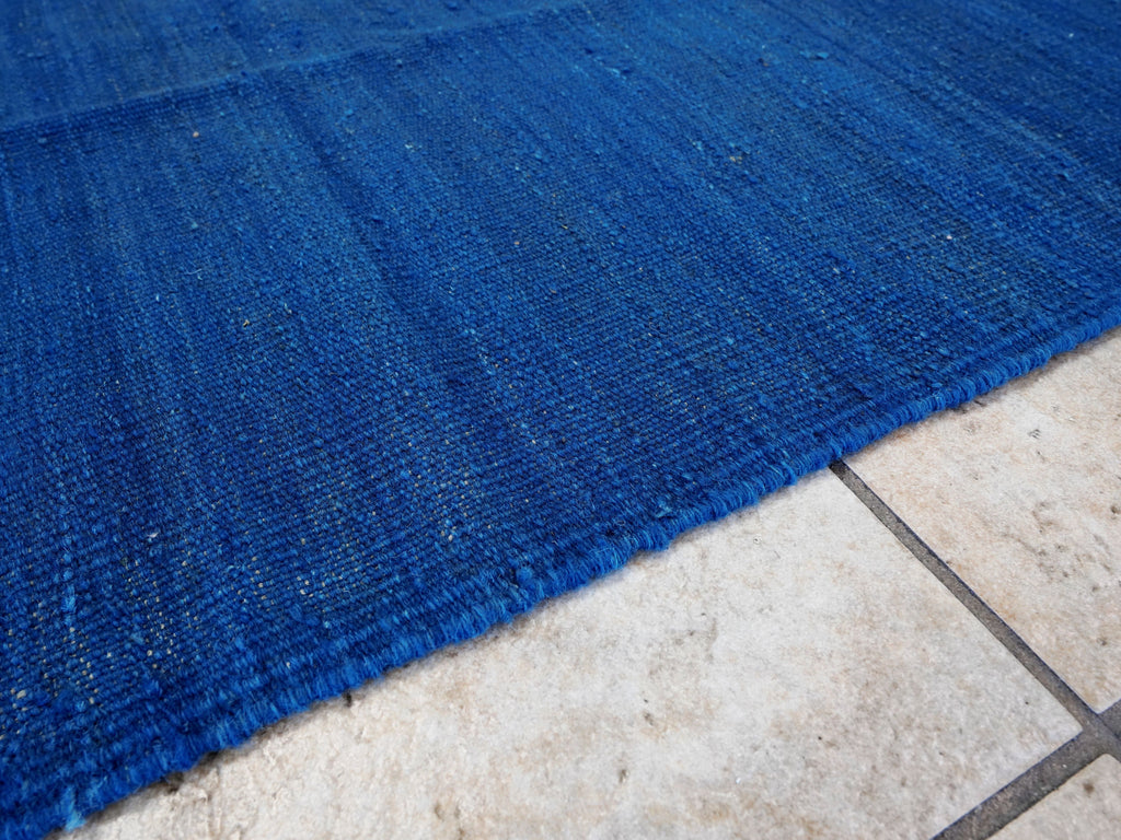 5x8 Ft Blue Kilim Rug - Handwoven Tribal Flatweave