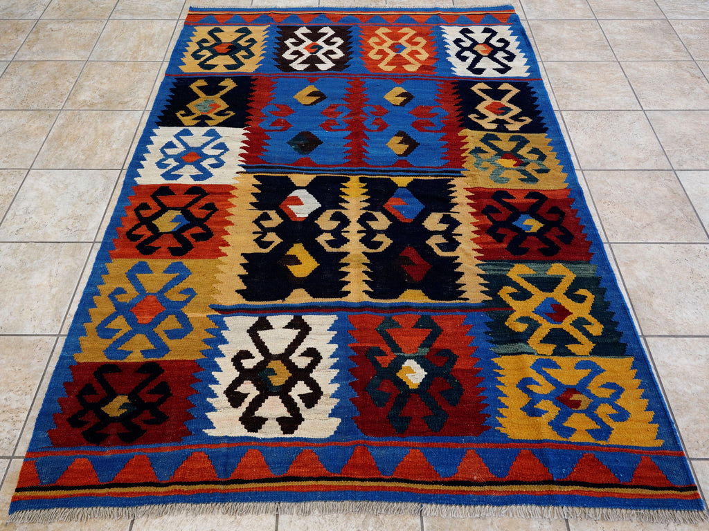 5x7 Ft Multicolor Kilim Rug - Handwoven Afghan Flat Weave