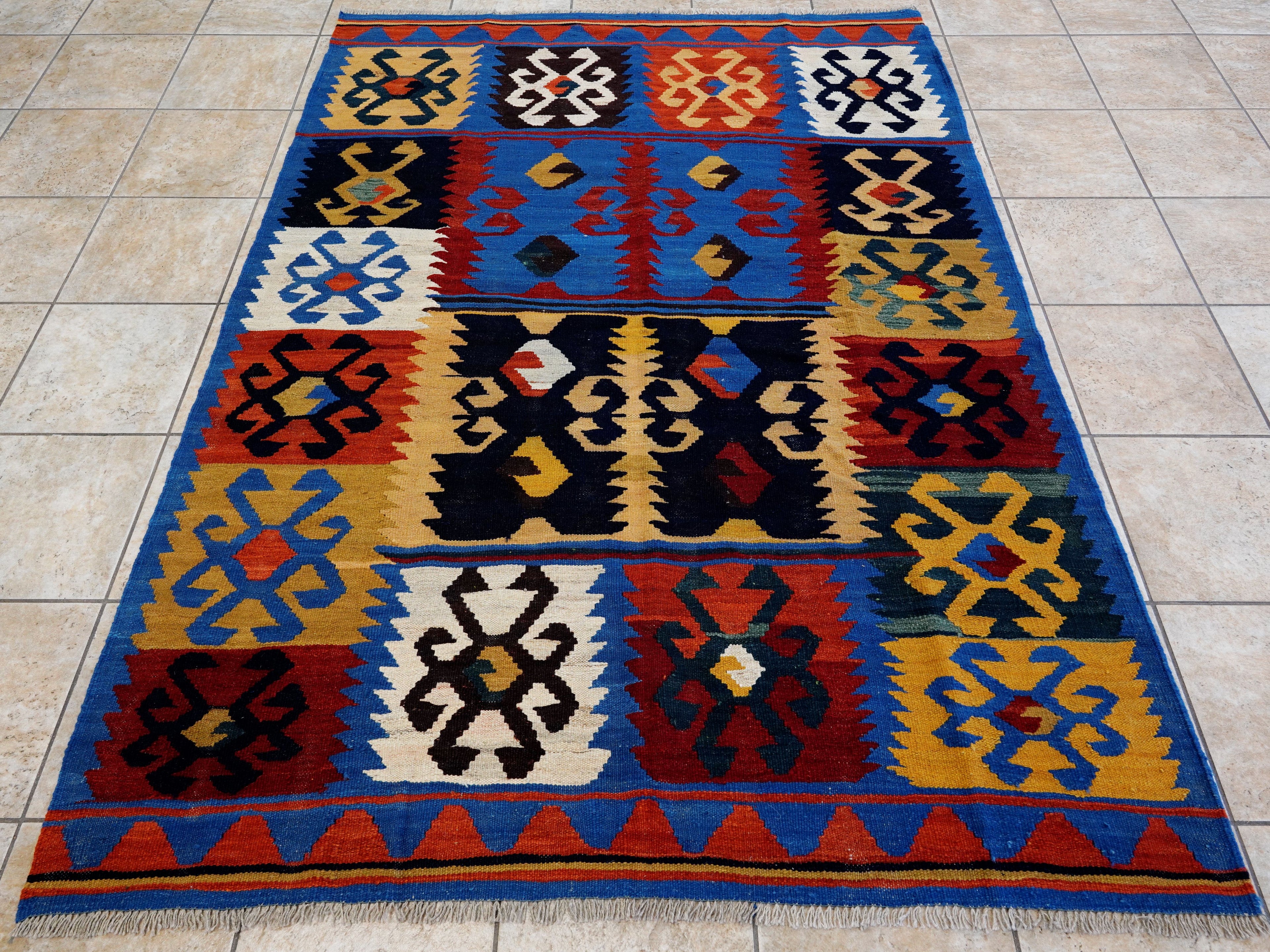 5x7 Ft Multicolor Kilim Rug - Handwoven Afghan Flat Weave