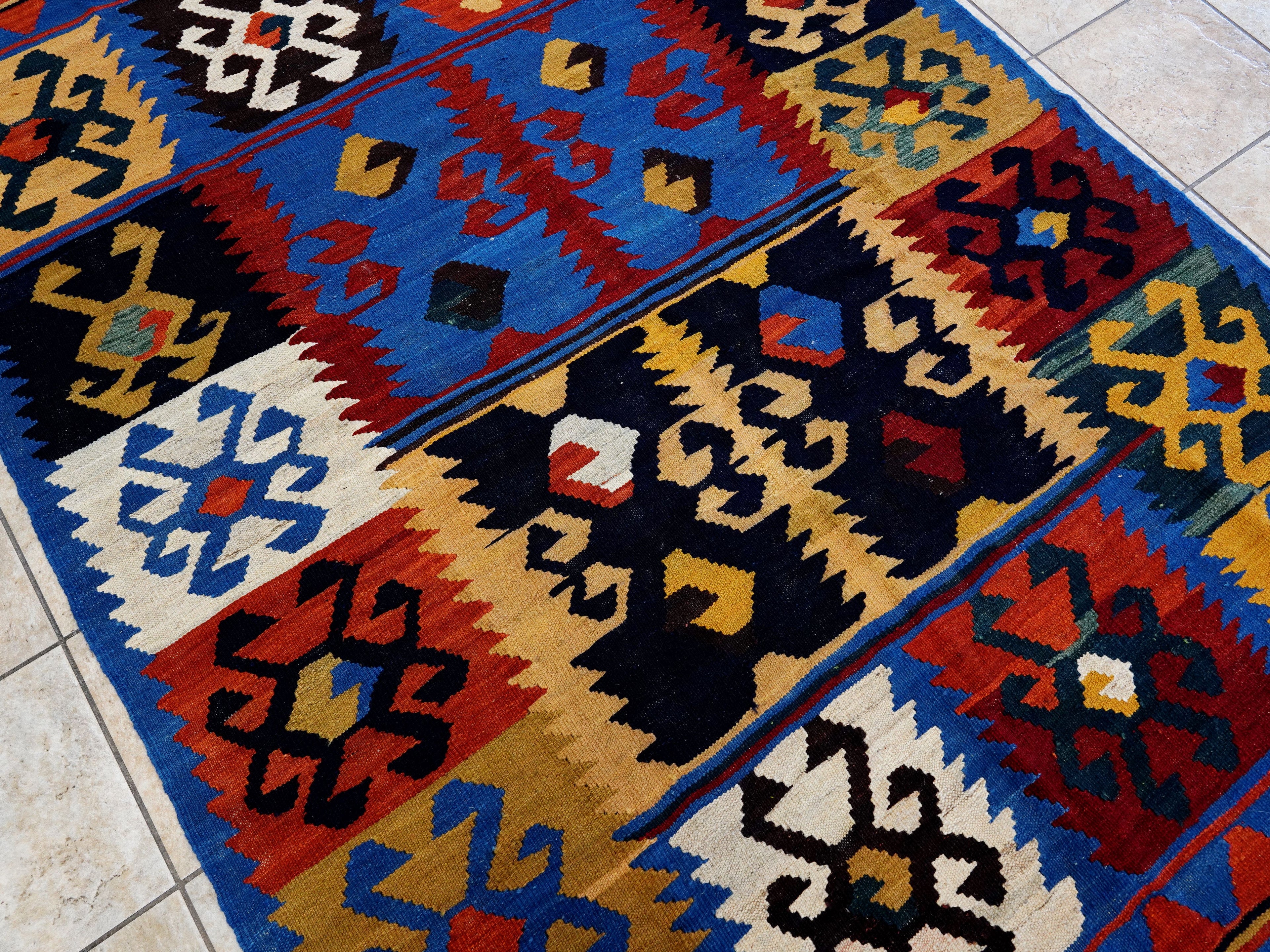5x7 Ft Multicolor Kilim Rug - Handwoven Afghan Flat Weave