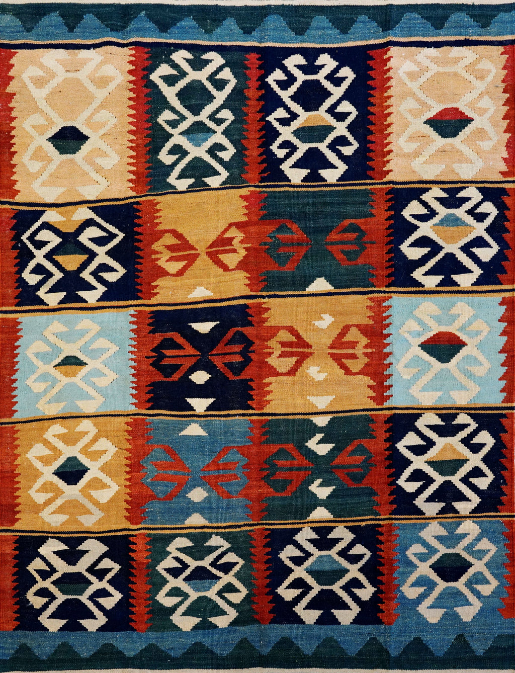 5x7 Ft Colorful Kilim Rug - Handwoven Afghan Flat Weave