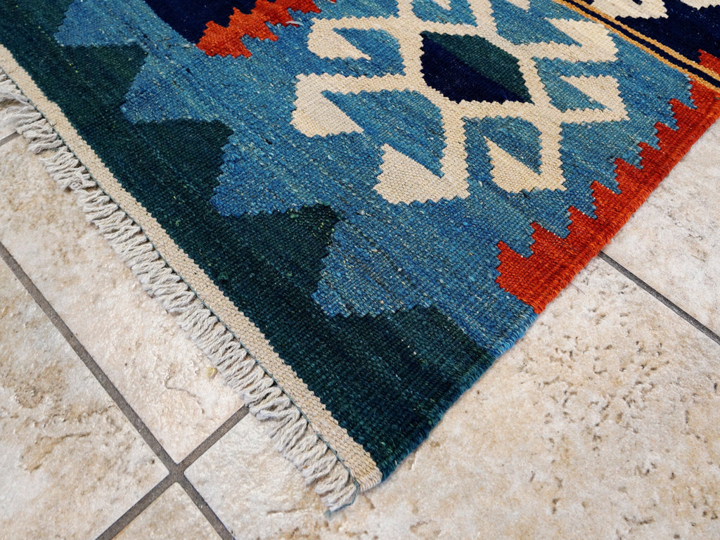5x7 Ft Colorful Kilim Rug - Handwoven Afghan Flat Weave