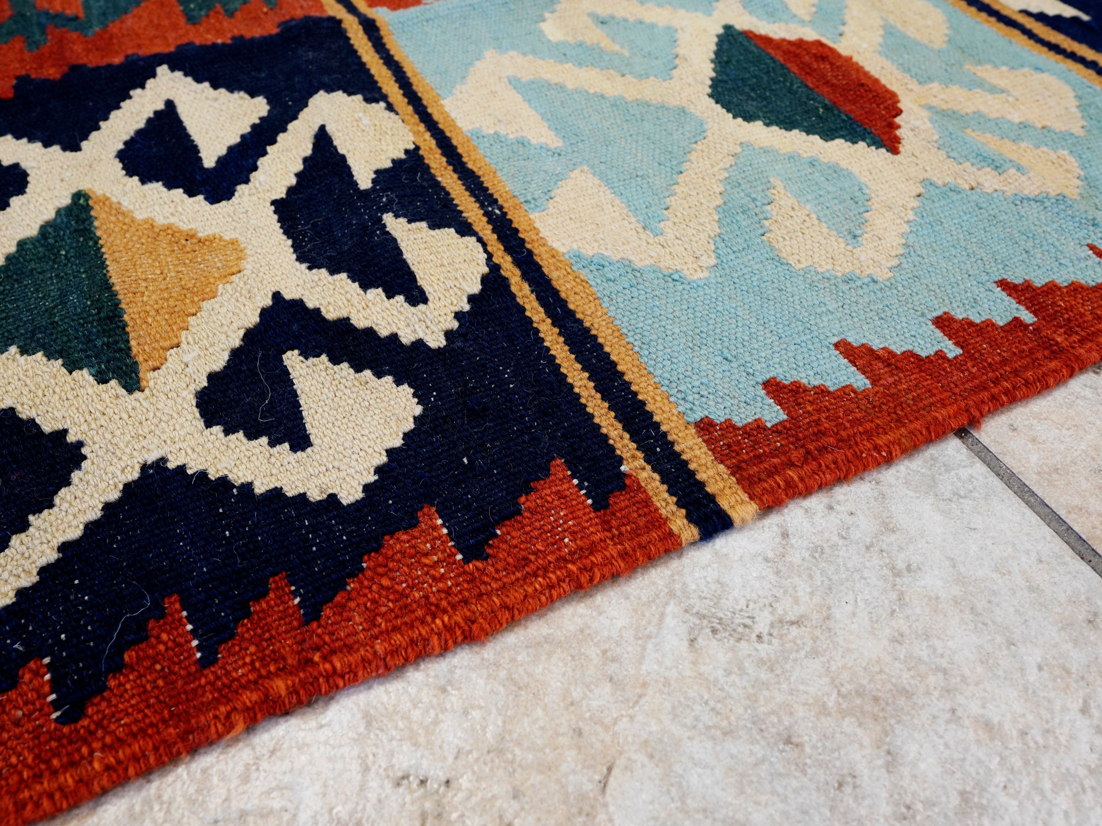 5x7 Ft Colorful Kilim Rug - Handwoven Afghan Flat Weave