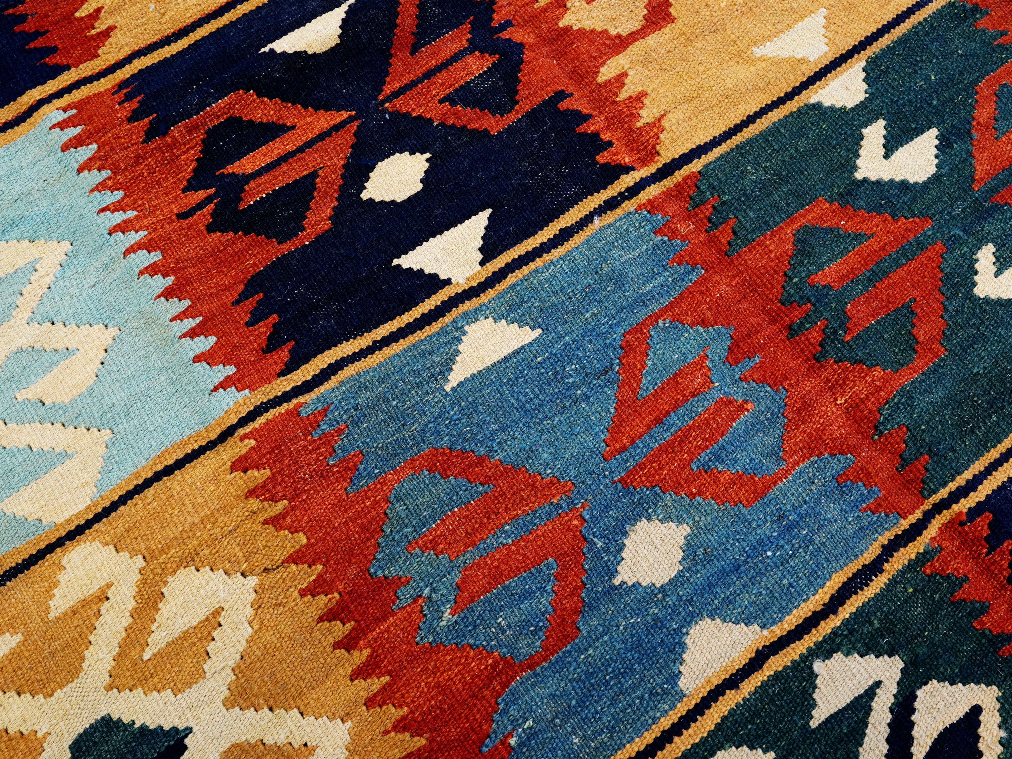 5x7 Ft Colorful Kilim Rug - Handwoven Afghan Flat Weave