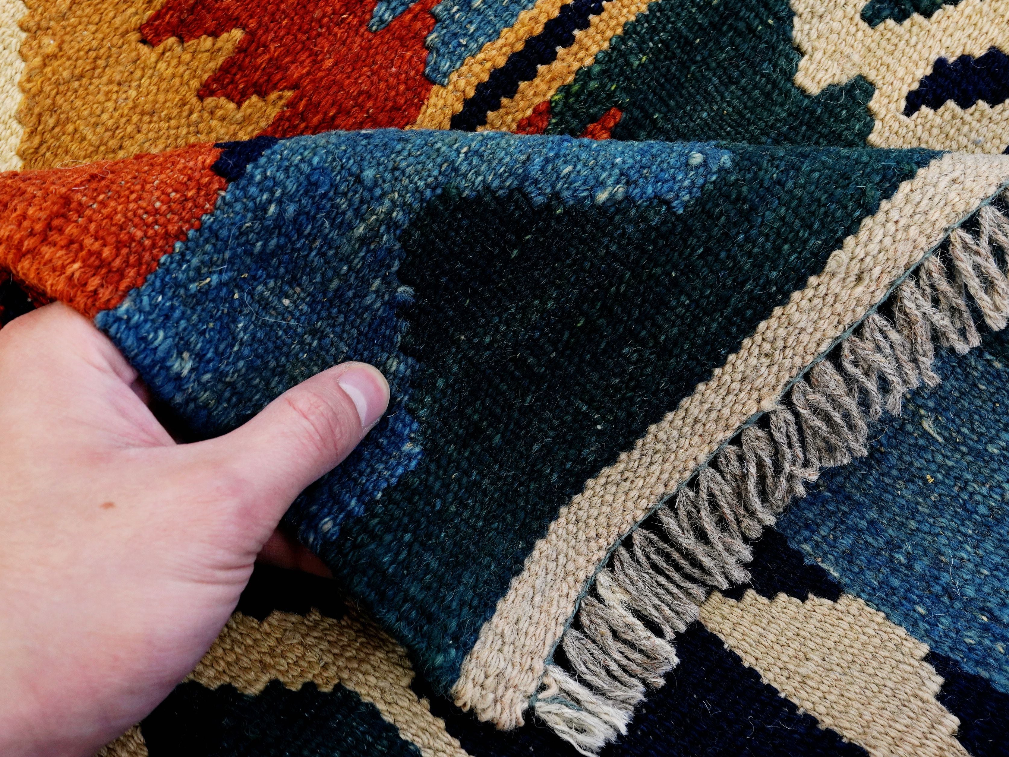 5x7 Ft Colorful Kilim Rug - Handwoven Afghan Flat Weave