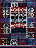 5x7 Ft Blue Kilim Rug - Handwoven Afghan Flat Weave - Tribal Design
