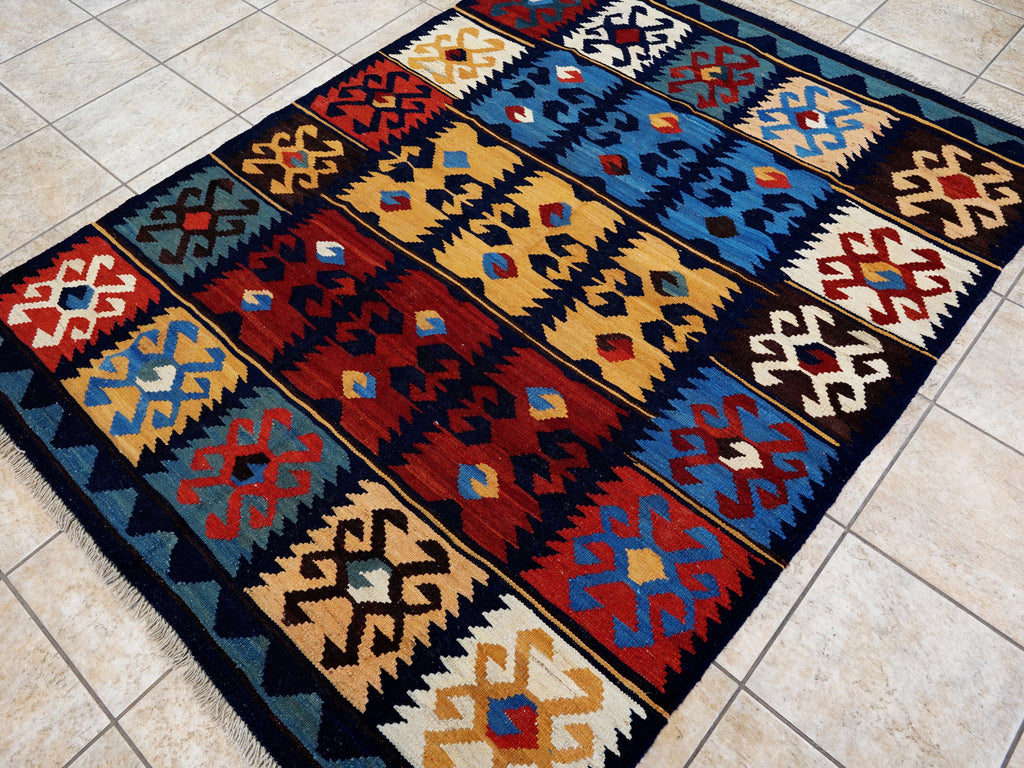 5x7 Ft Colorful Kilim Rug - Handwoven Afghan Flat Weave