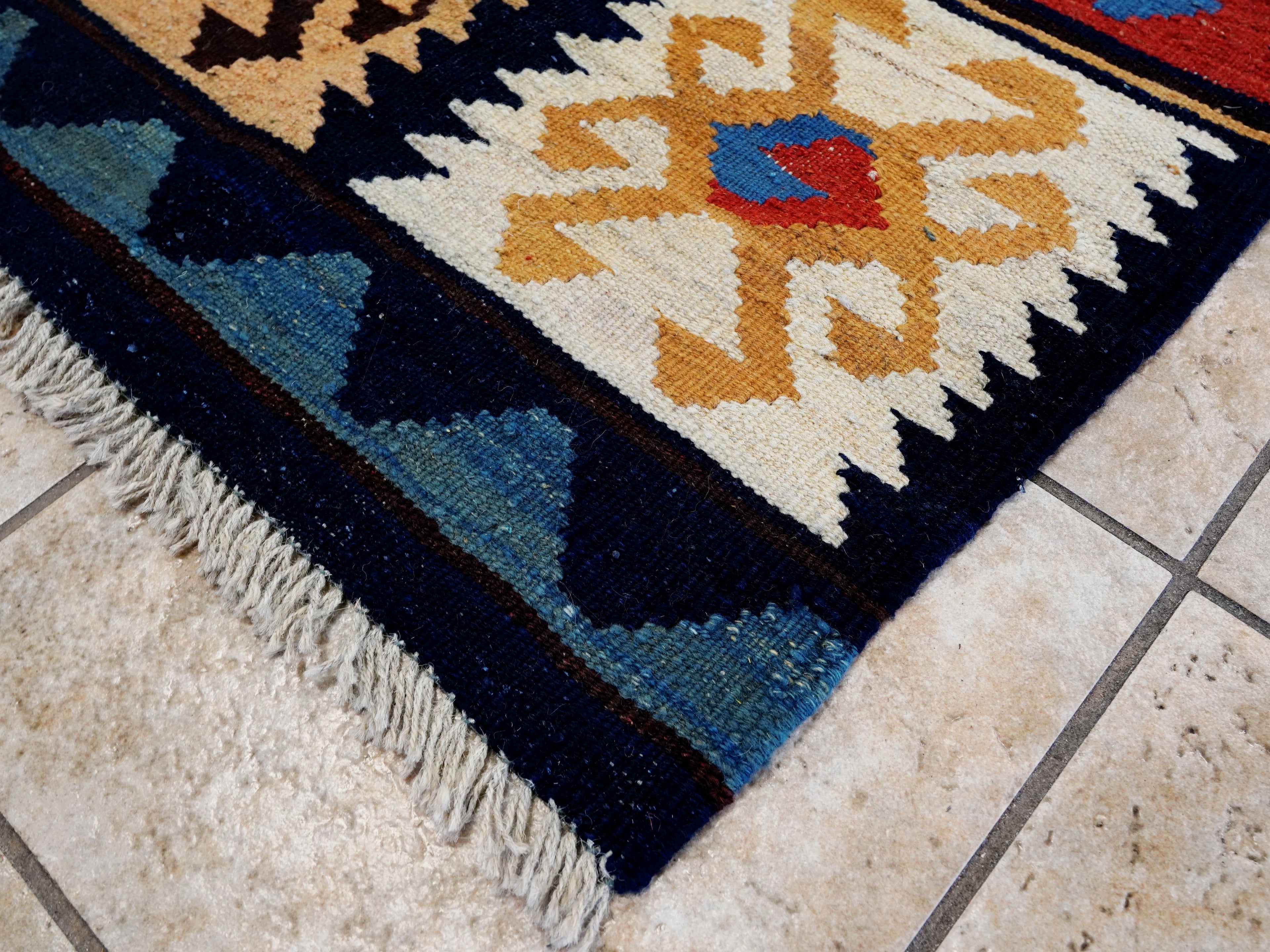 5x7 Ft Colorful Kilim Rug - Handwoven Afghan Flat Weave