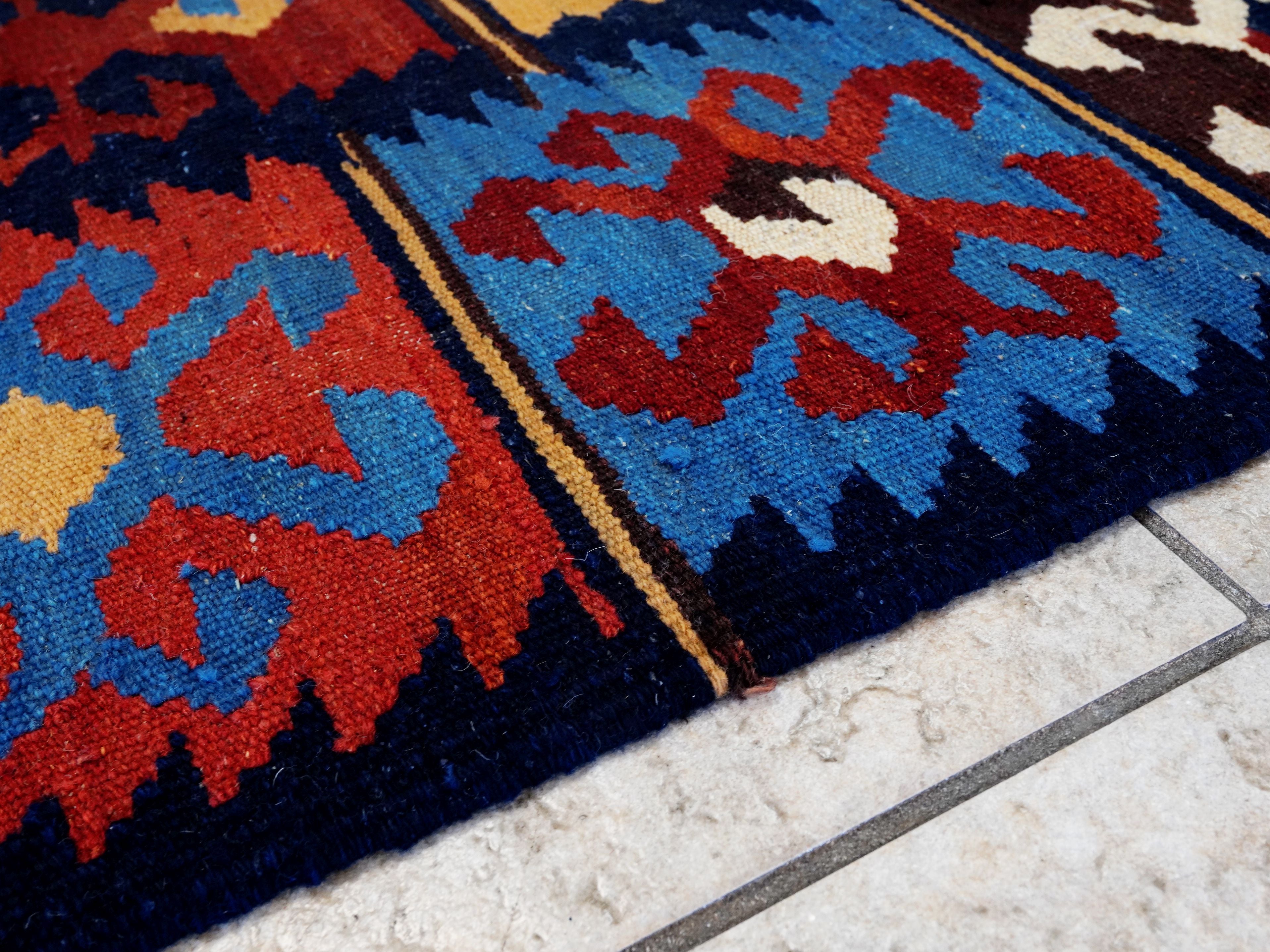 5x7 Ft Colorful Kilim Rug - Handwoven Afghan Flat Weave