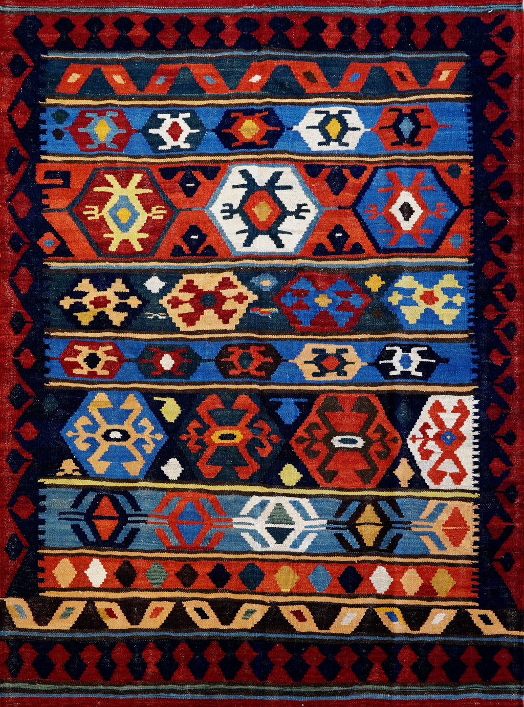 5x7 Ft Colorful Kilim Rug - Handwoven Afghan Flat Weave