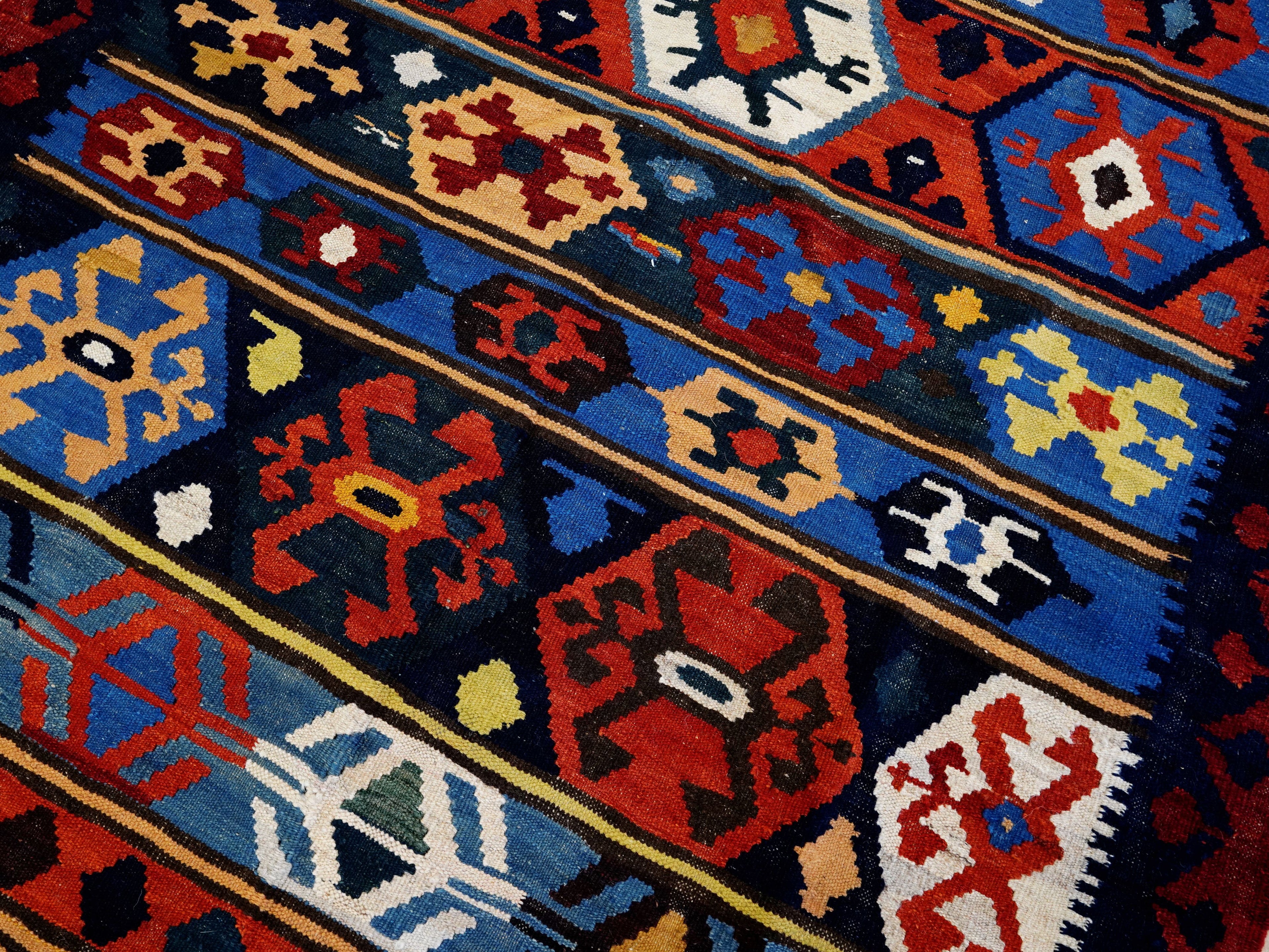 5x7 Ft Colorful Kilim Rug - Handwoven Afghan Flat Weave