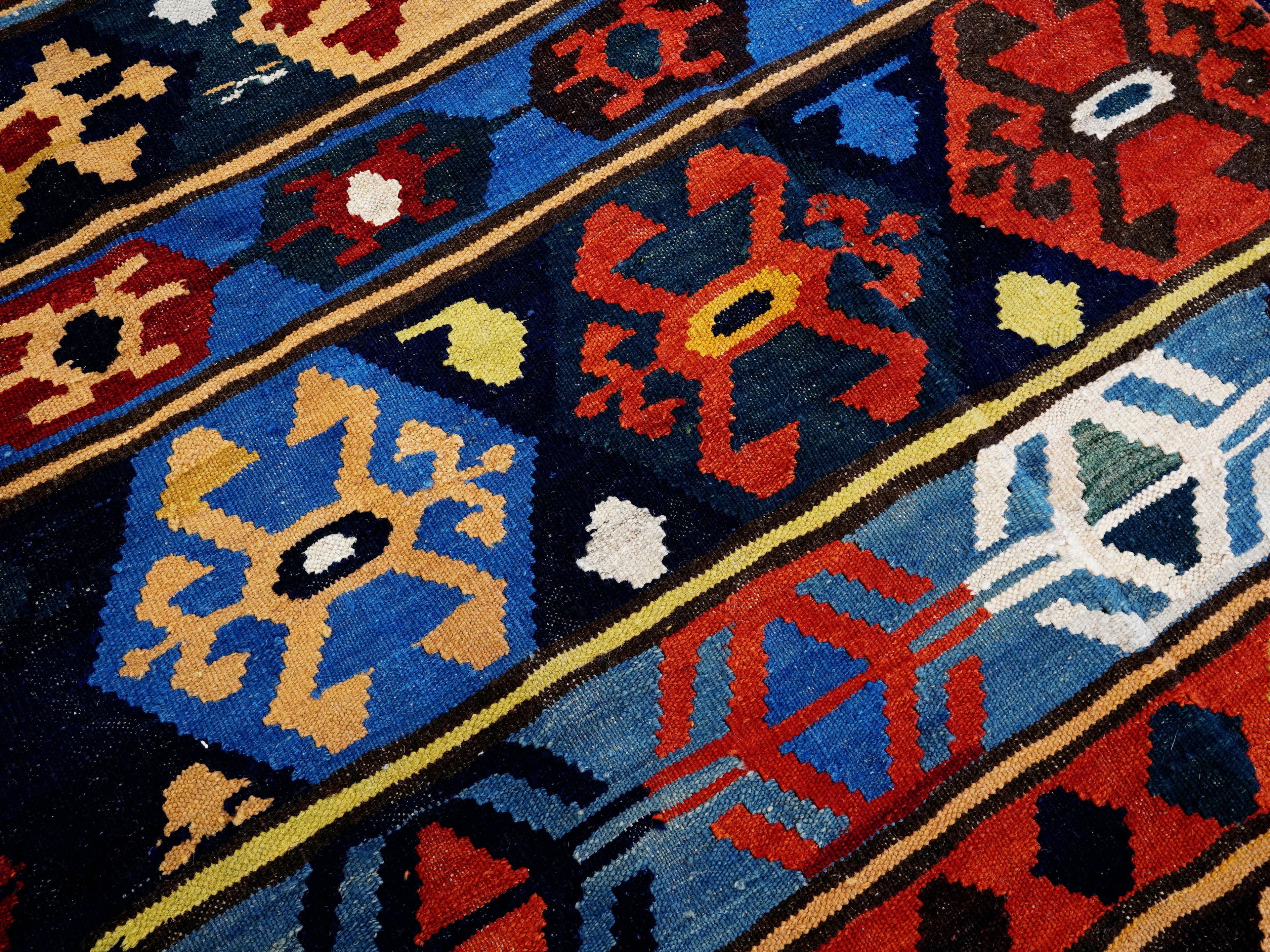 5x7 Ft Colorful Kilim Rug - Handwoven Afghan Flat Weave