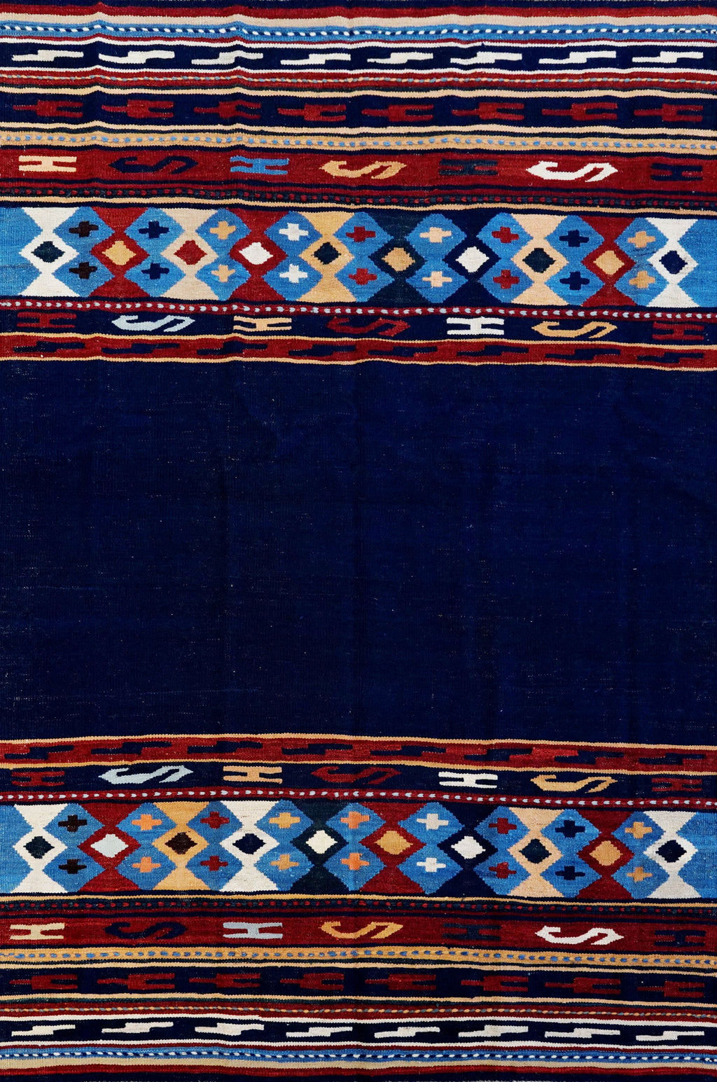5x8 Ft Navy Blue Kilim Rug - Handwoven Afghan Flatweave