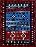 5x7 Ft Blue & Red Kilim Rug - Handwoven Afghan Flat Weave