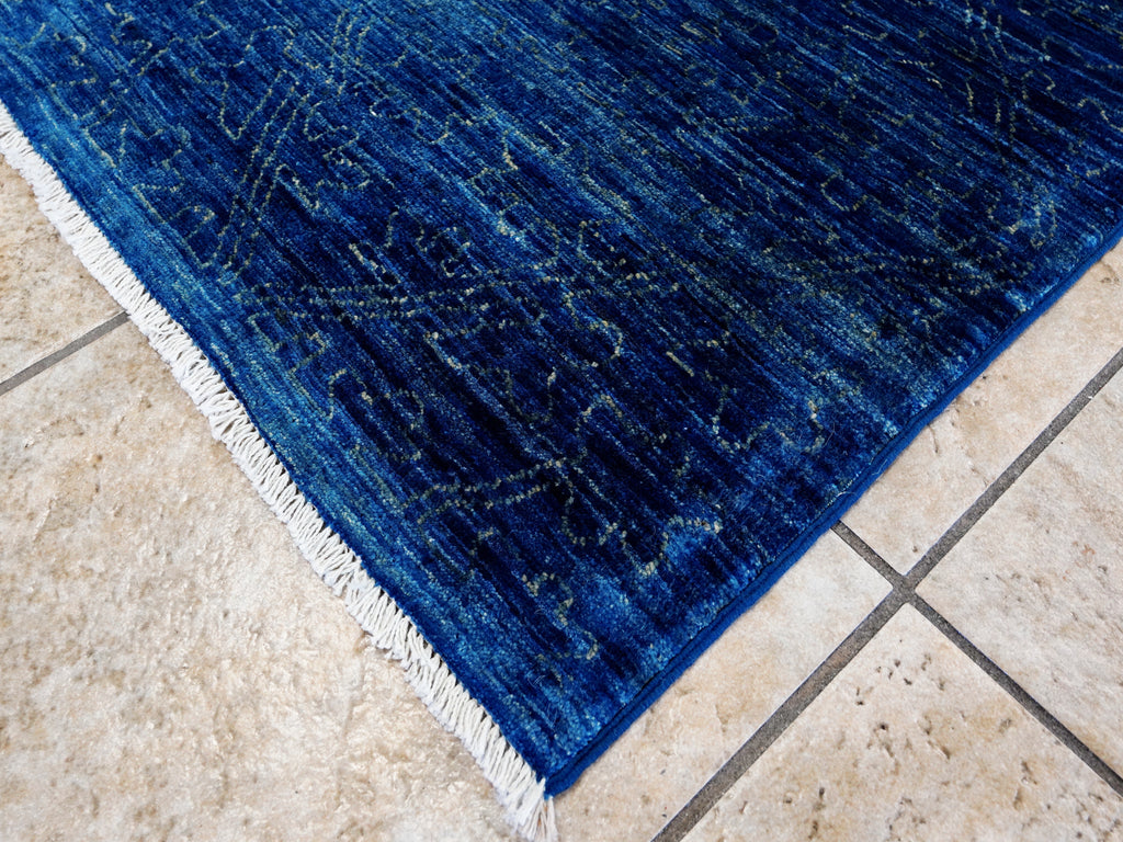 5x7 Ft Blue Gabbeh Rug - Wool Area Rug - Contemporary Design