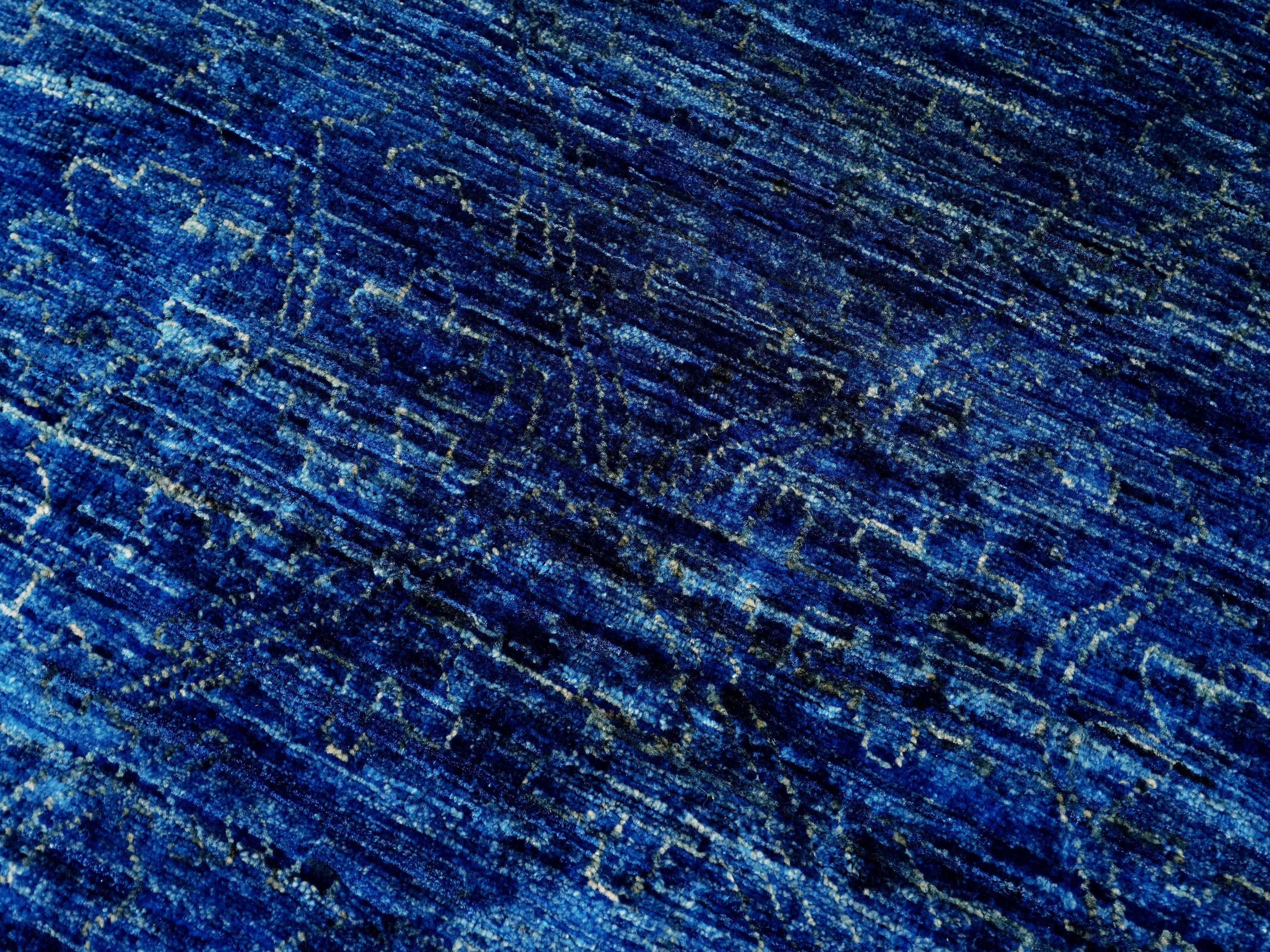 5x7 Ft Blue Gabbeh Rug - Wool Area Rug - Contemporary Design