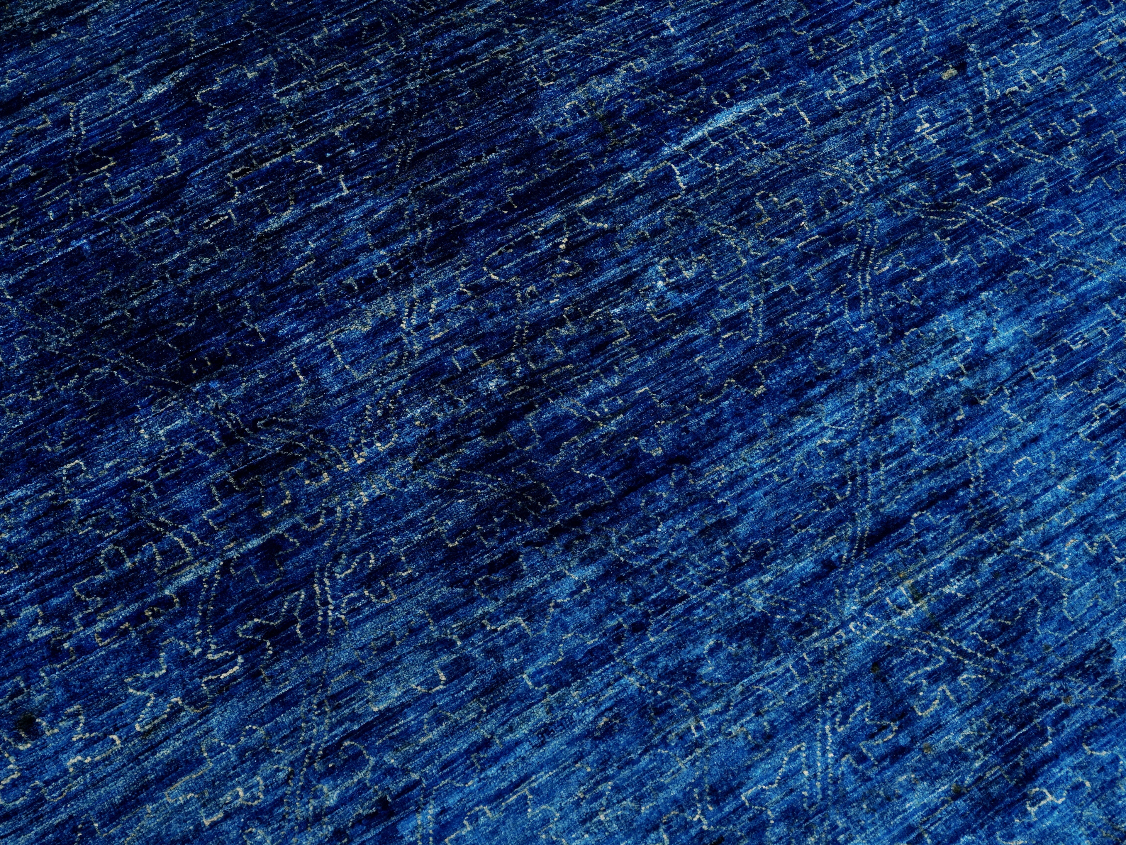 5x7 Ft Blue Gabbeh Rug - Wool Area Rug - Contemporary Design