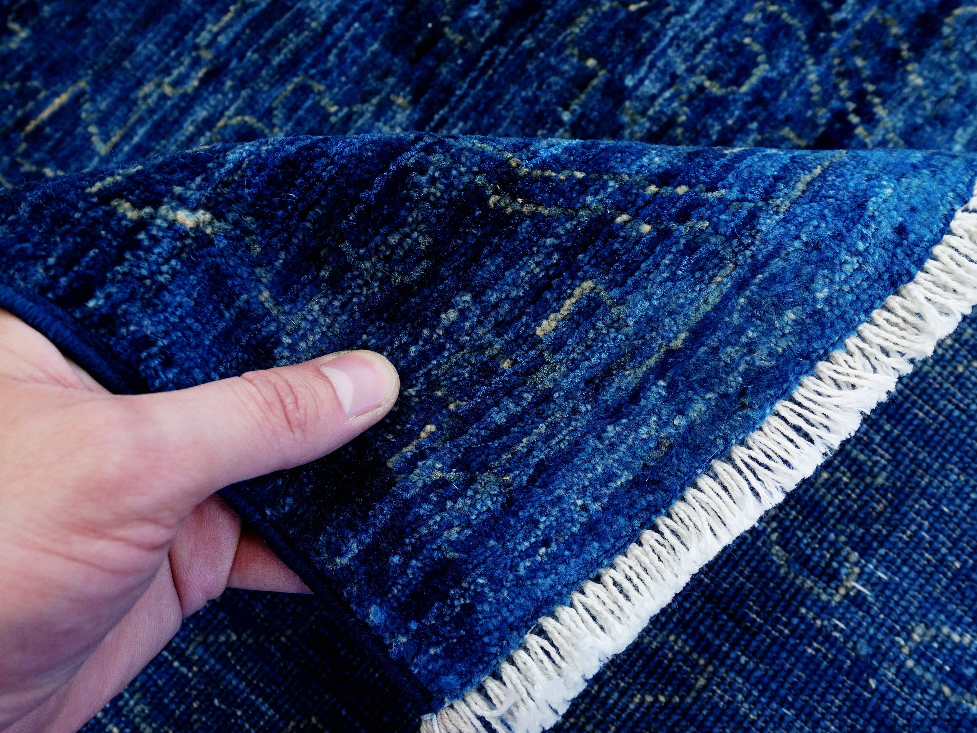 5x7 Ft Blue Gabbeh Rug - Wool Area Rug - Contemporary Design