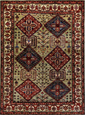 5x7 Ft Green Heriz Rug - Handmade Afghan Rug - Persian Design