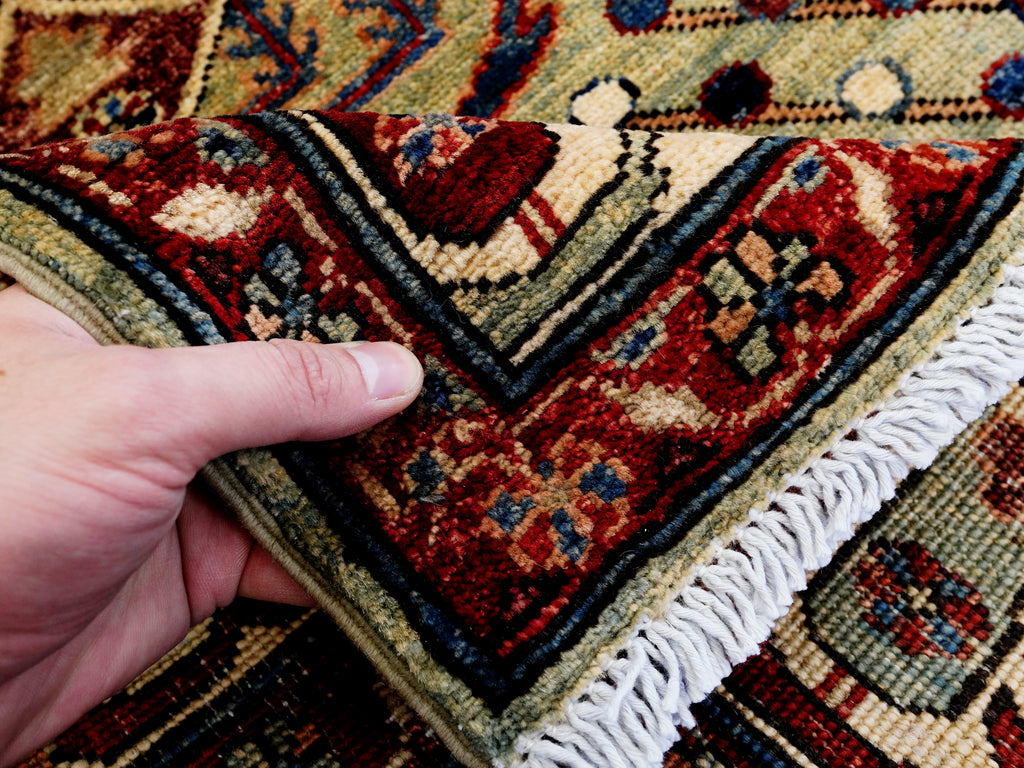 5x7 Ft Green Heriz Rug - Handmade Afghan Rug - Persian Design