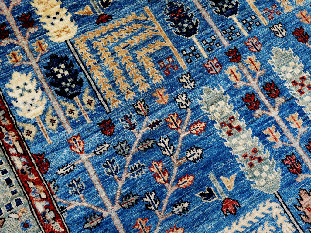 5x7 Ft Blue Serapi Rug - Ghazni Wool Oriental Rug - Floral Design