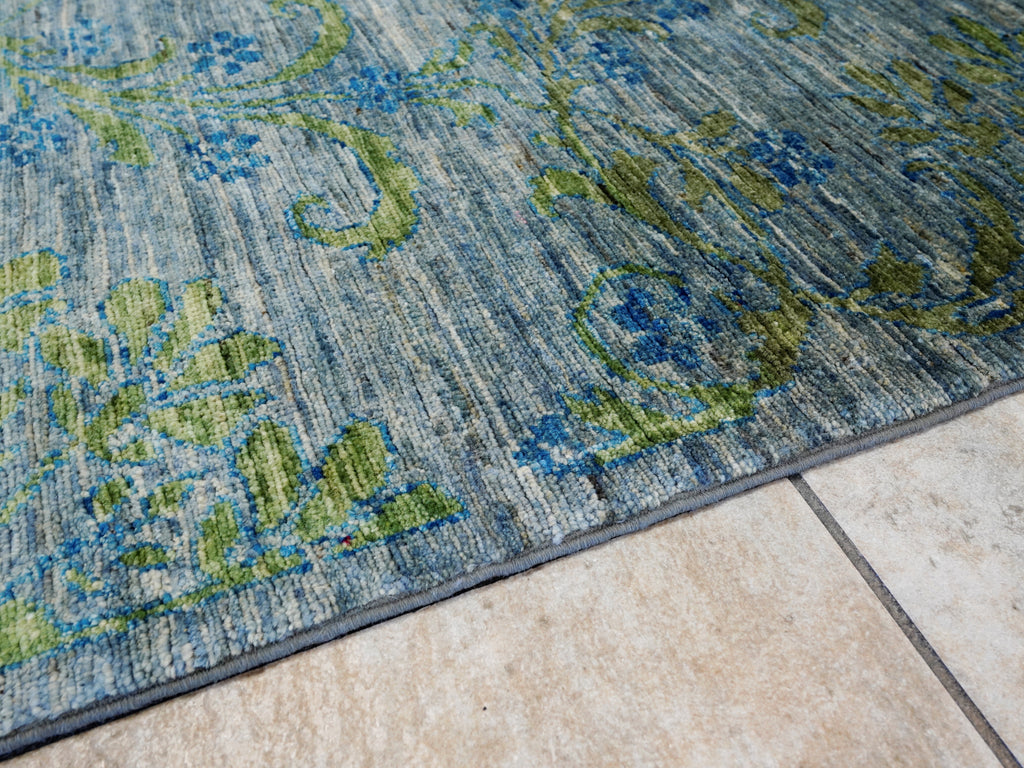 5x7 Ft Gray Green Gabbeh Rug - Area Wool Rug - Floral Design