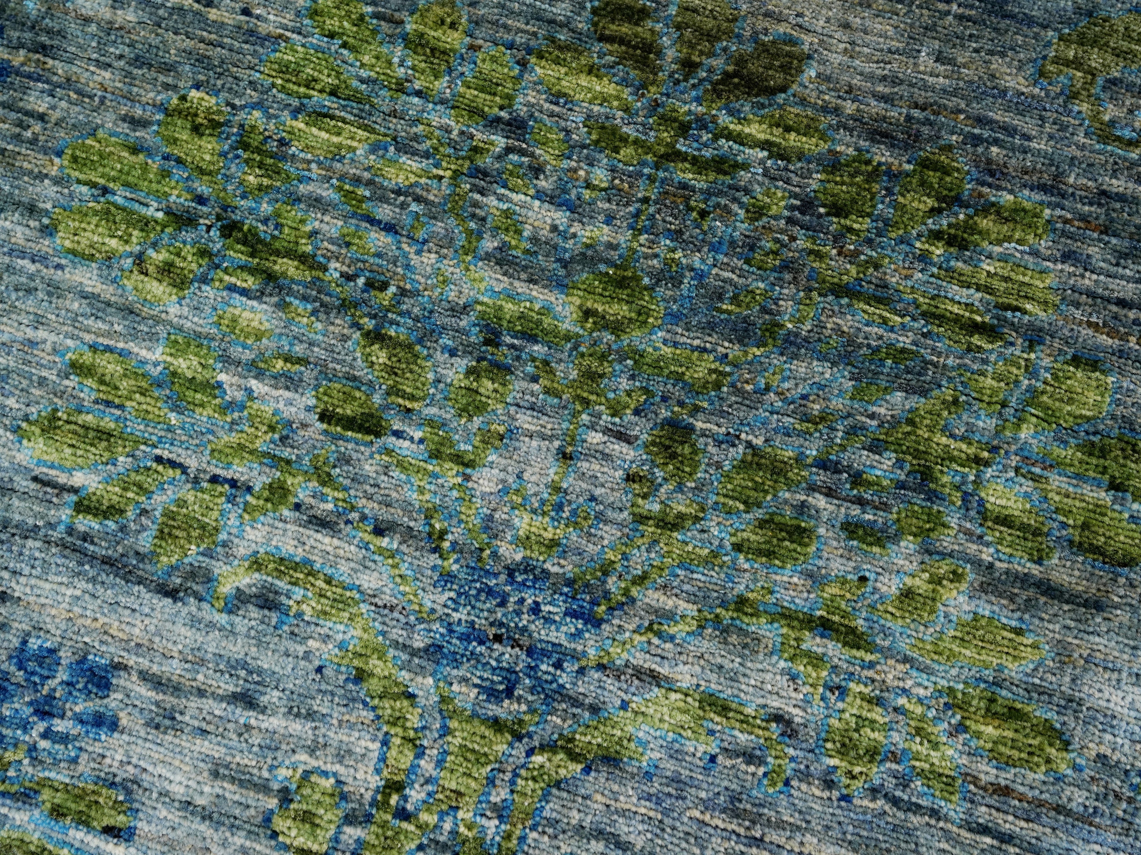 5x7 Ft Gray Green Gabbeh Rug - Area Wool Rug - Floral Design