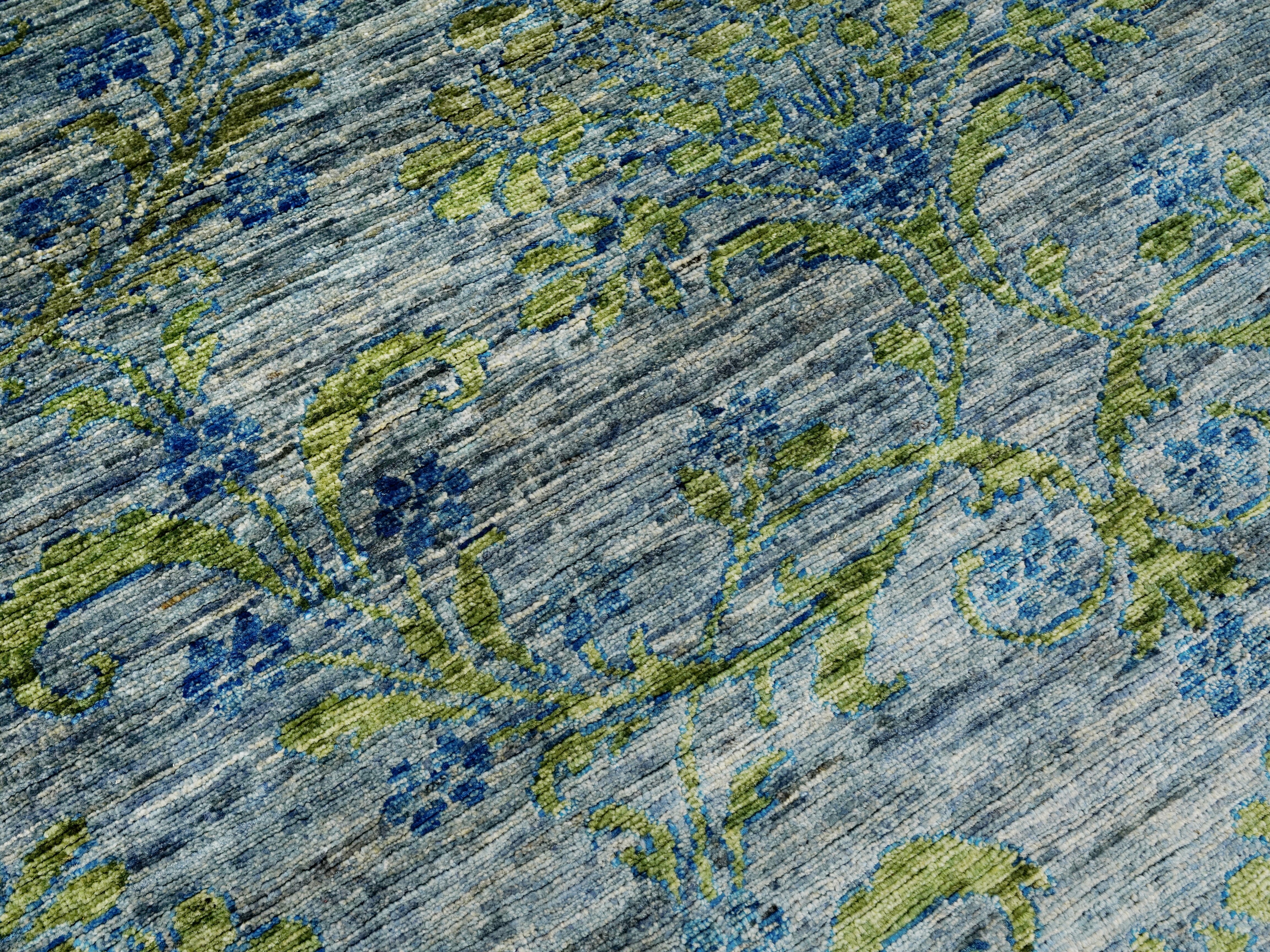 5x7 Ft Gray Green Gabbeh Rug - Area Wool Rug - Floral Design