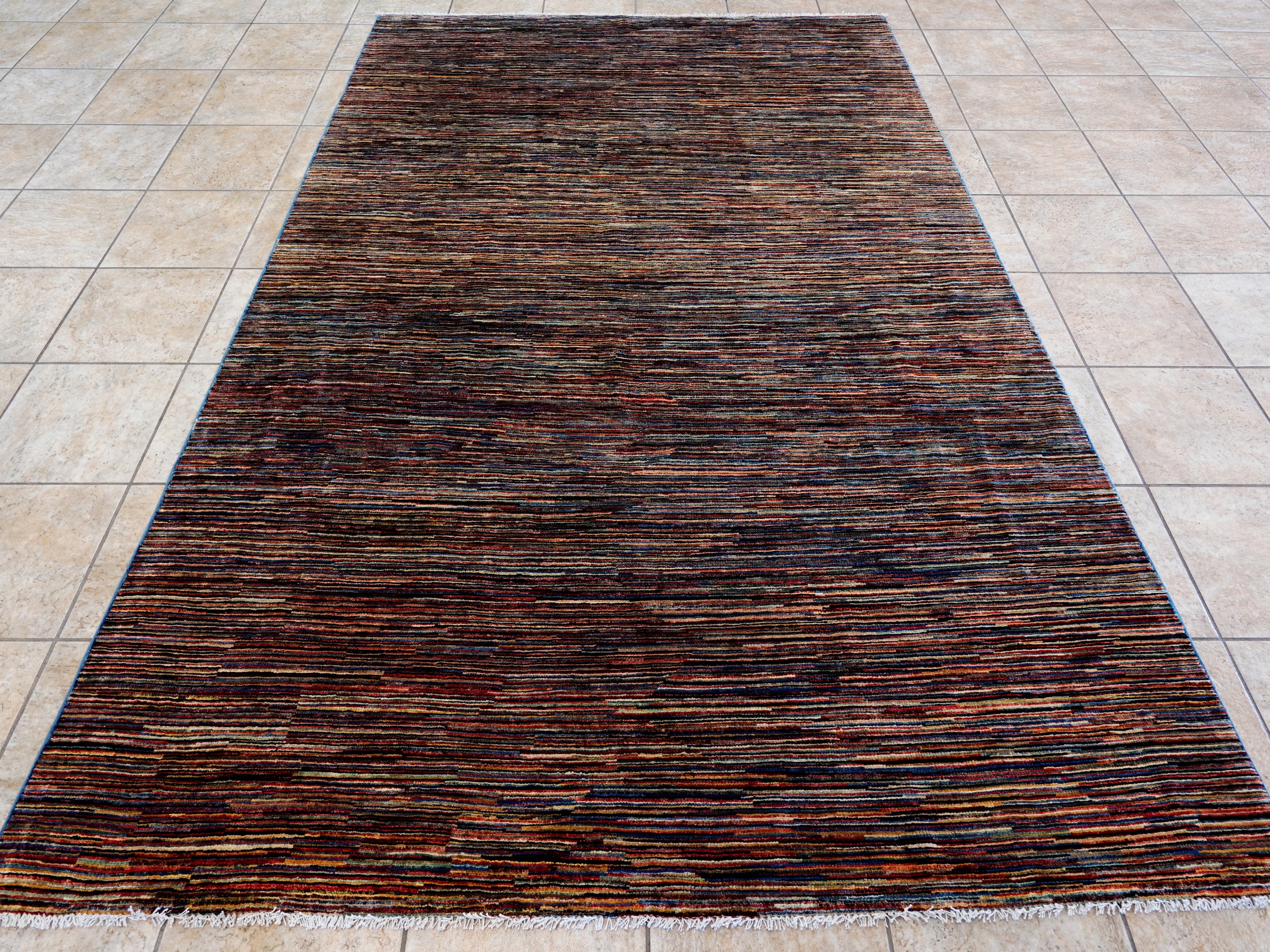 6x10 Ft Multicolor Gabbeh Rug - Afghan Wool Area Rug - Contemporary Design