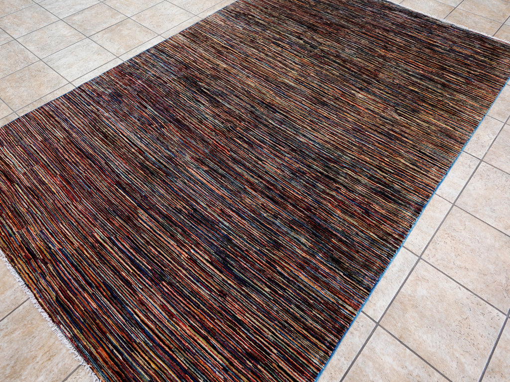 6x10 Ft Multicolor Gabbeh Rug - Afghan Wool Area Rug - Contemporary Design