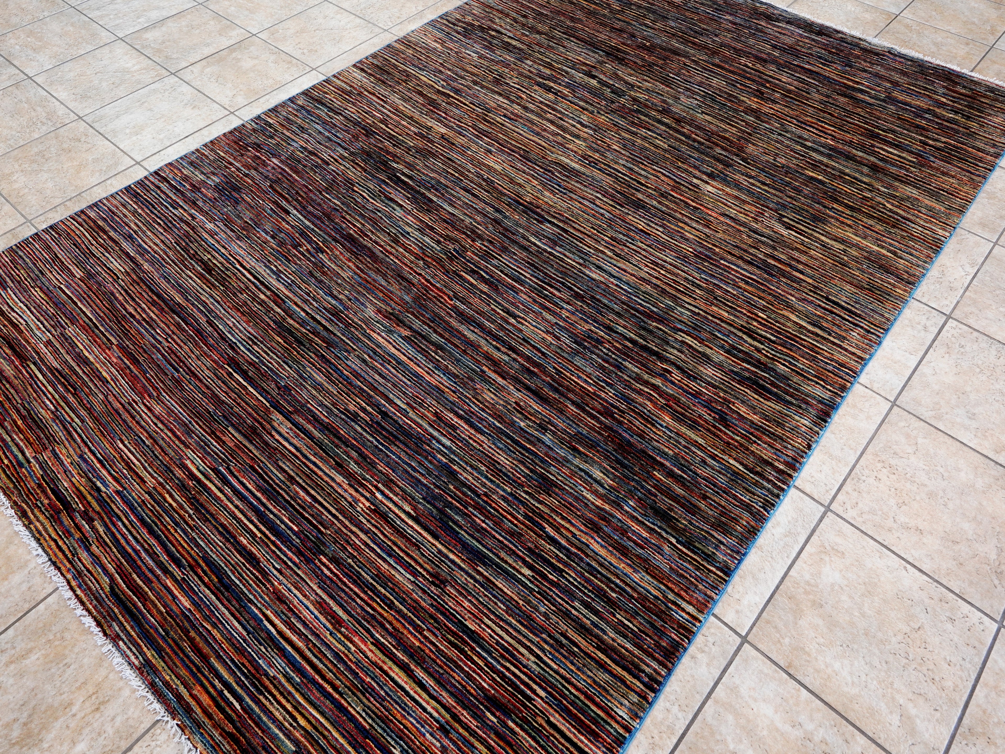 6x10 Ft Multicolor Gabbeh Rug - Afghan Wool Area Rug - Contemporary Design