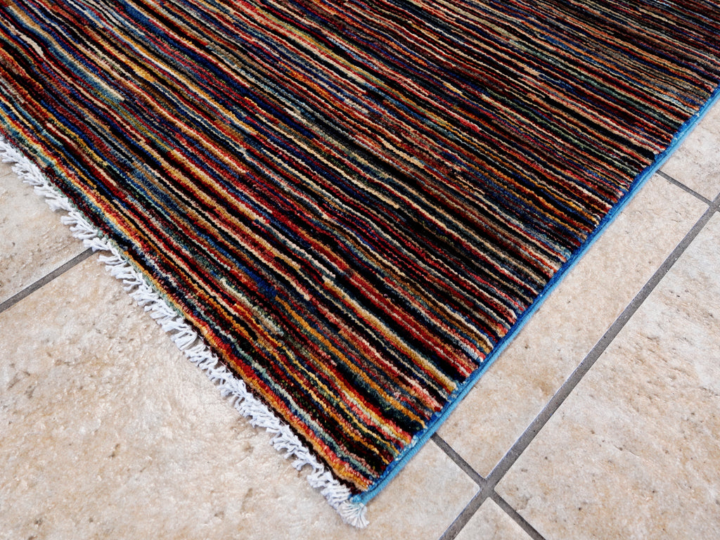 6x10 Ft Multicolor Gabbeh Rug - Afghan Wool Area Rug - Contemporary Design