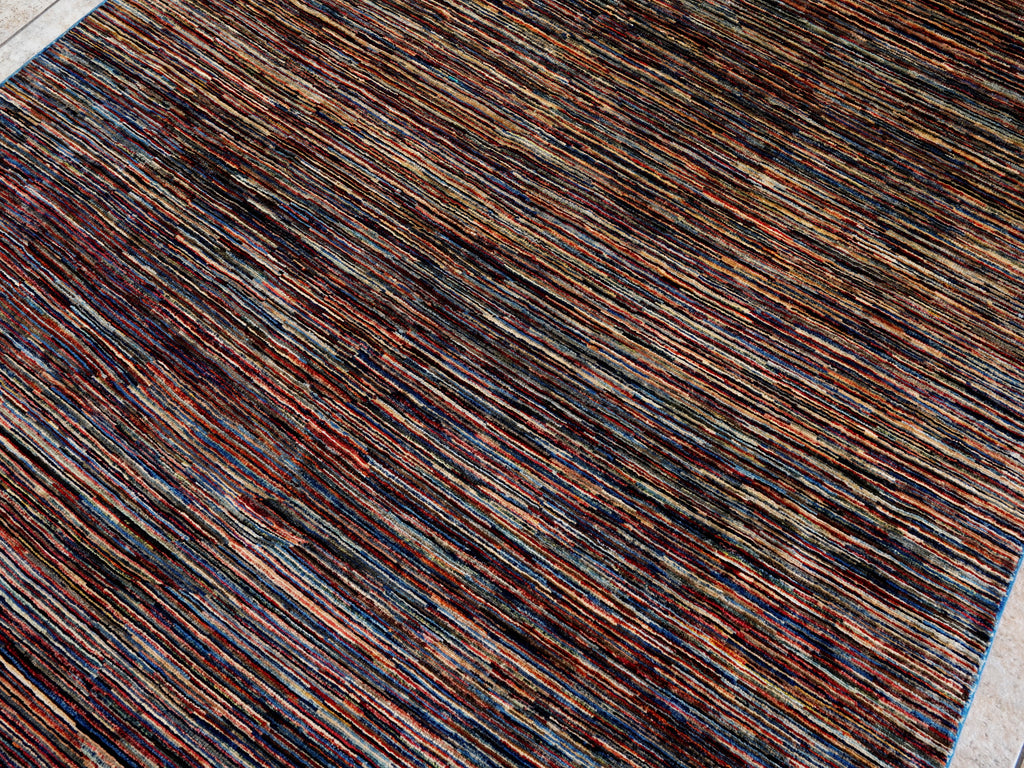 6x10 Ft Multicolor Gabbeh Rug - Afghan Wool Area Rug - Contemporary Design