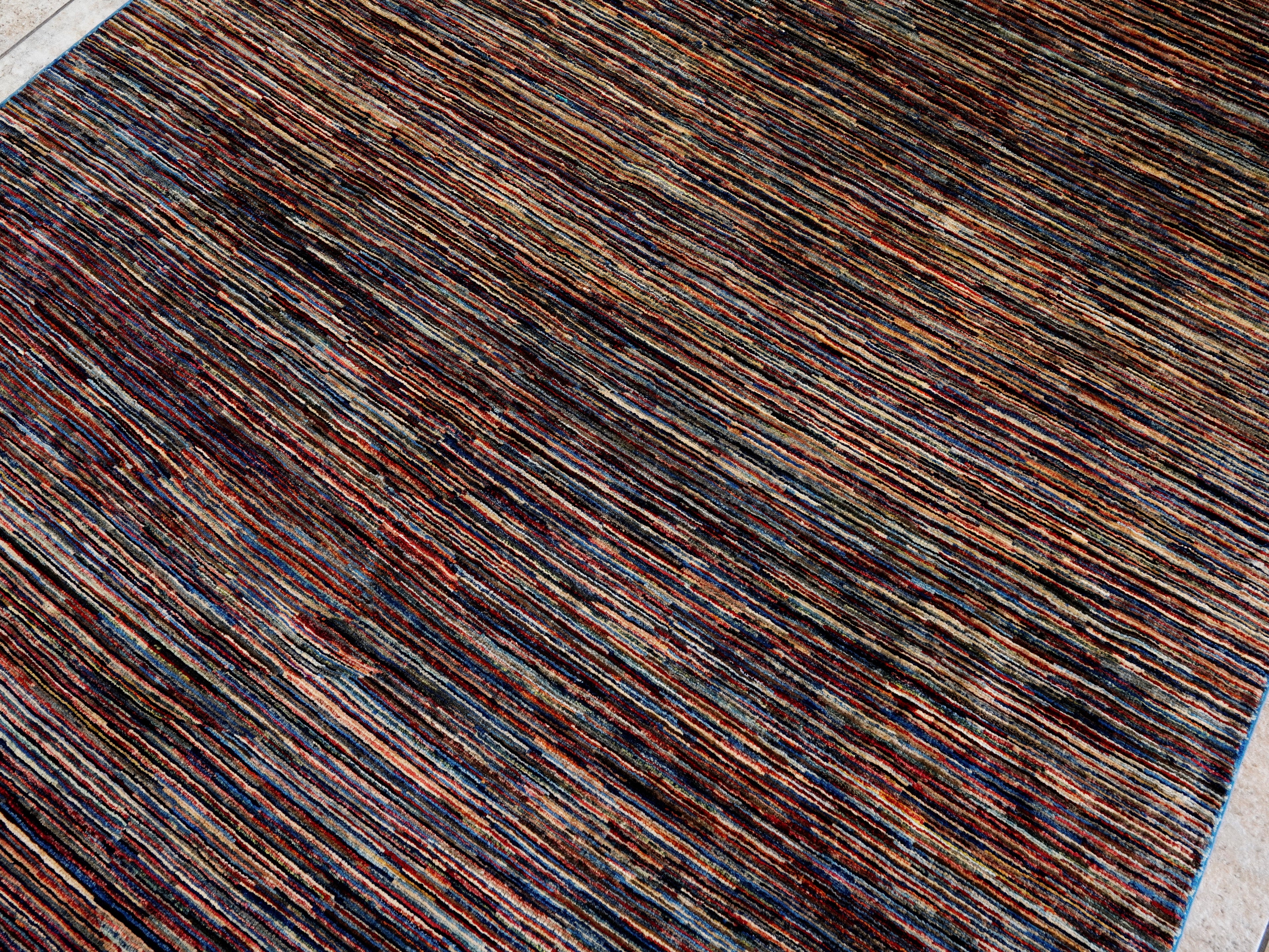 6x10 Ft Multicolor Gabbeh Rug - Afghan Wool Area Rug - Contemporary Design