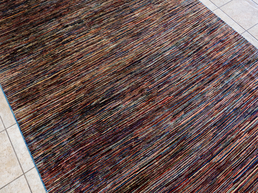 6x10 Ft Multicolor Gabbeh Rug - Afghan Wool Area Rug - Contemporary Design