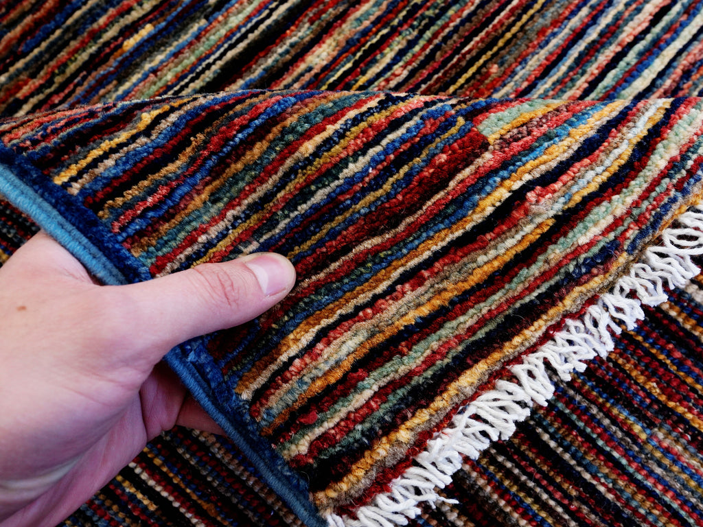 6x10 Ft Multicolor Gabbeh Rug - Afghan Wool Area Rug - Contemporary Design
