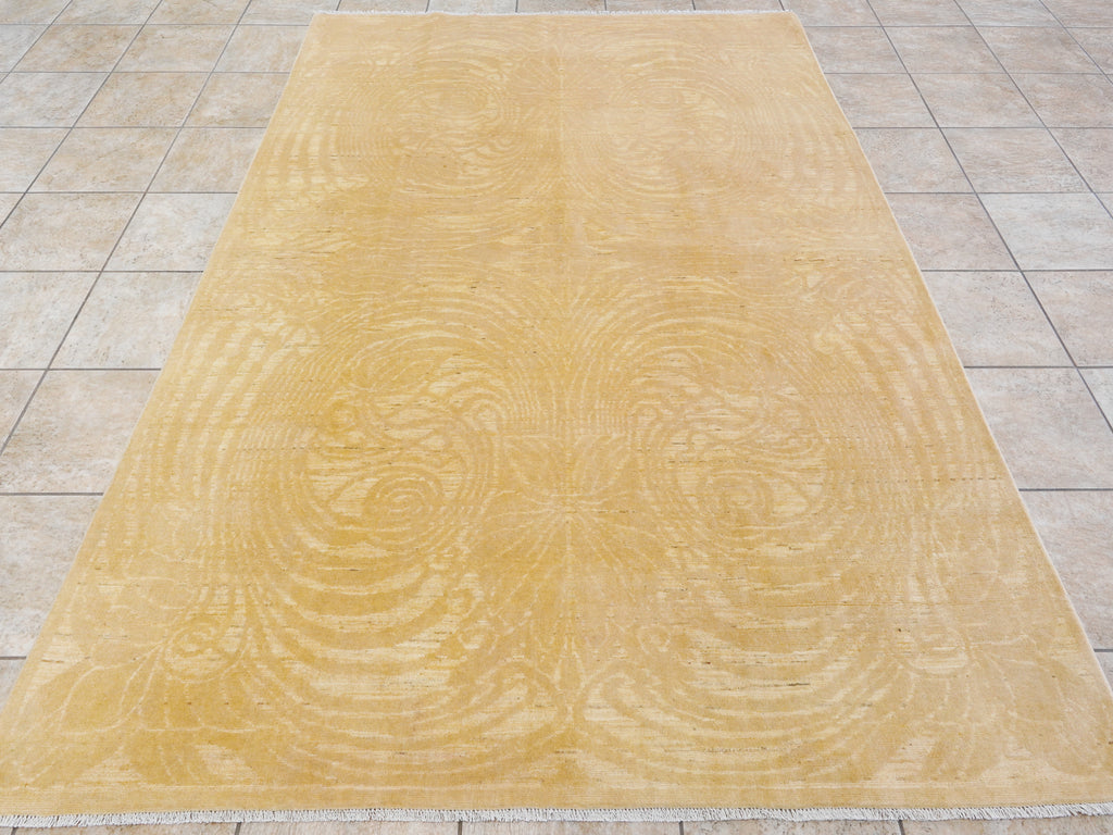 6x9 Ft Yellow Beige Gabbeh Rug - Area Wool Rug - Contemporary Design