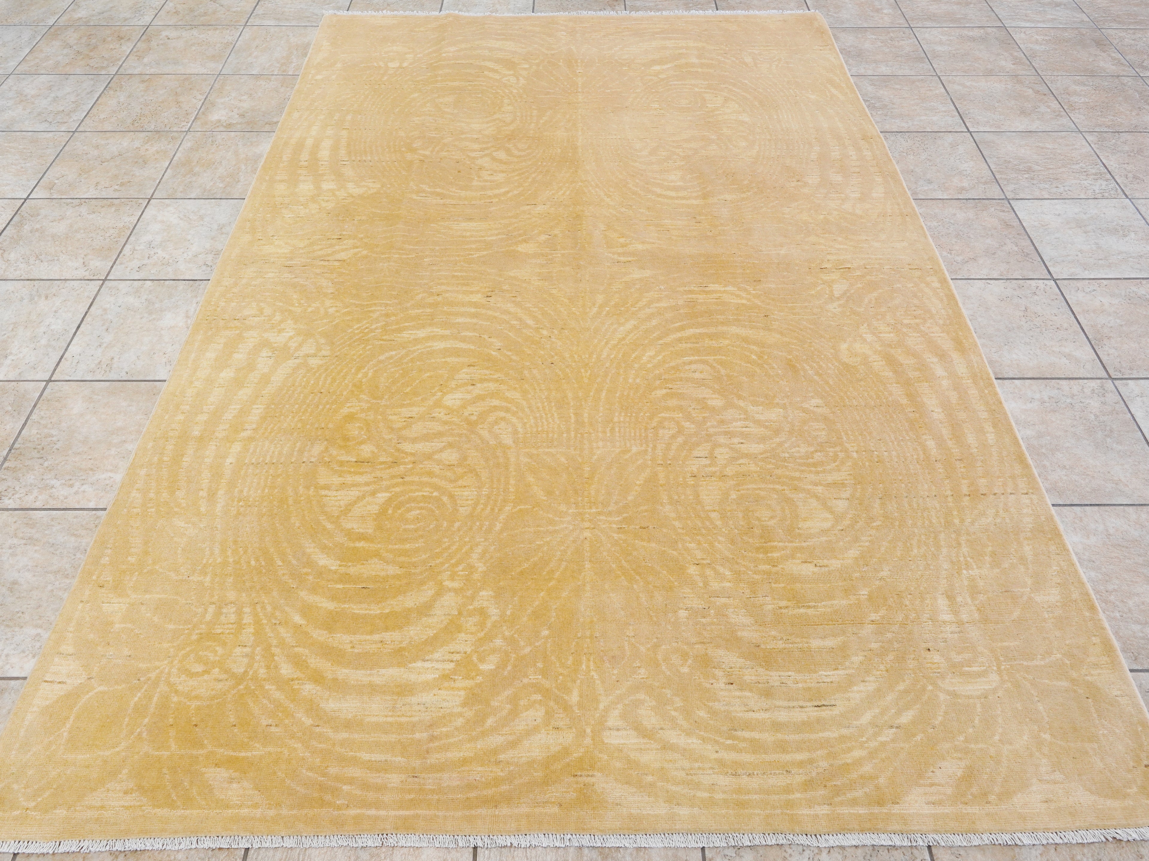 6x9 Ft Yellow Beige Gabbeh Rug - Area Wool Rug - Contemporary Design