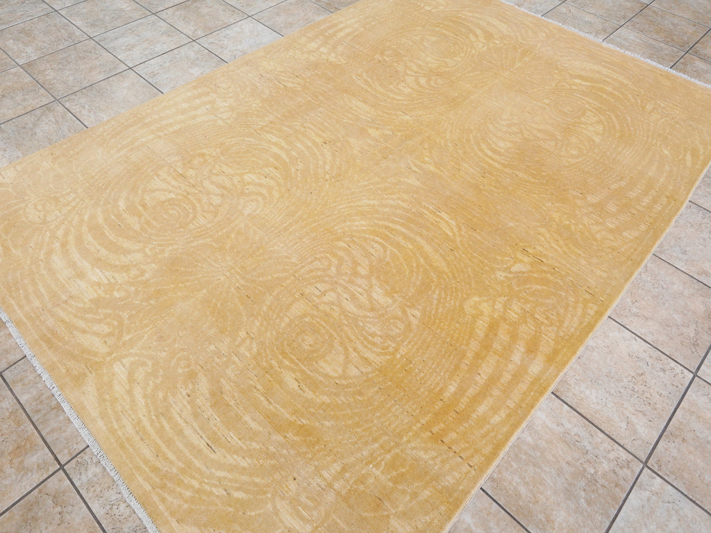 6x9 Ft Yellow Beige Gabbeh Rug - Area Wool Rug - Contemporary Design