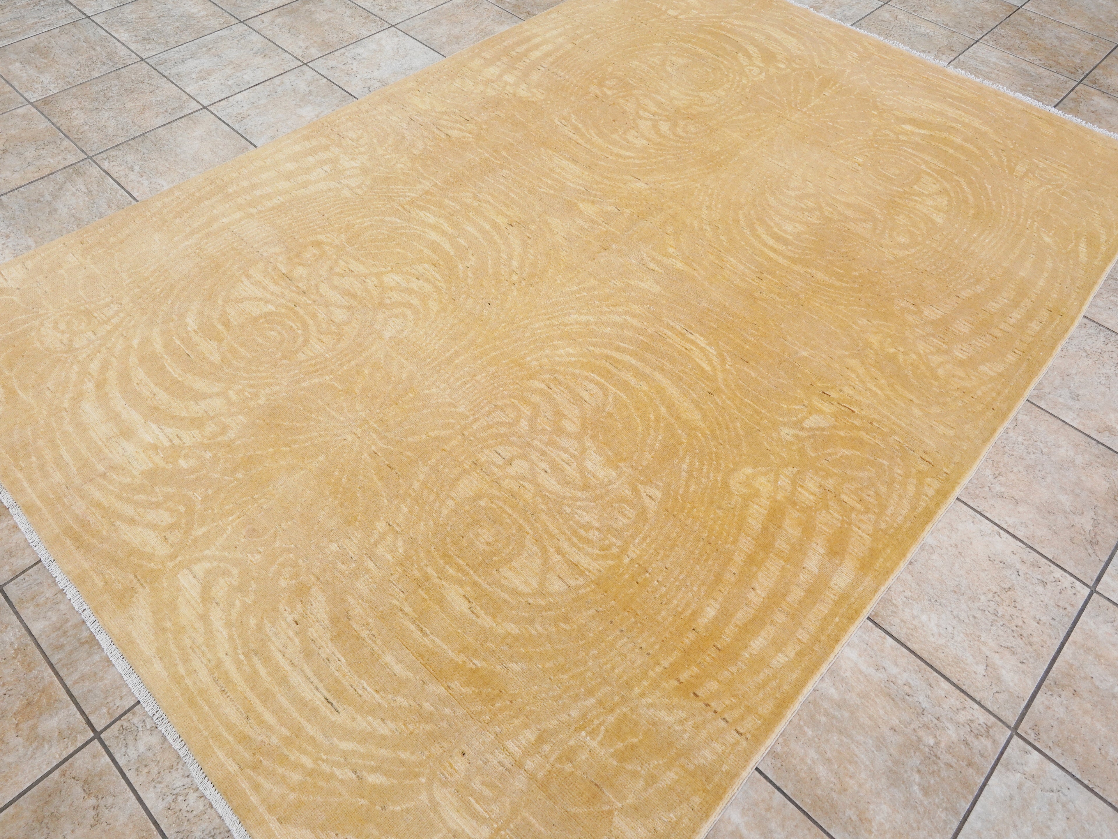 6x9 Ft Yellow Beige Gabbeh Rug - Area Wool Rug - Contemporary Design