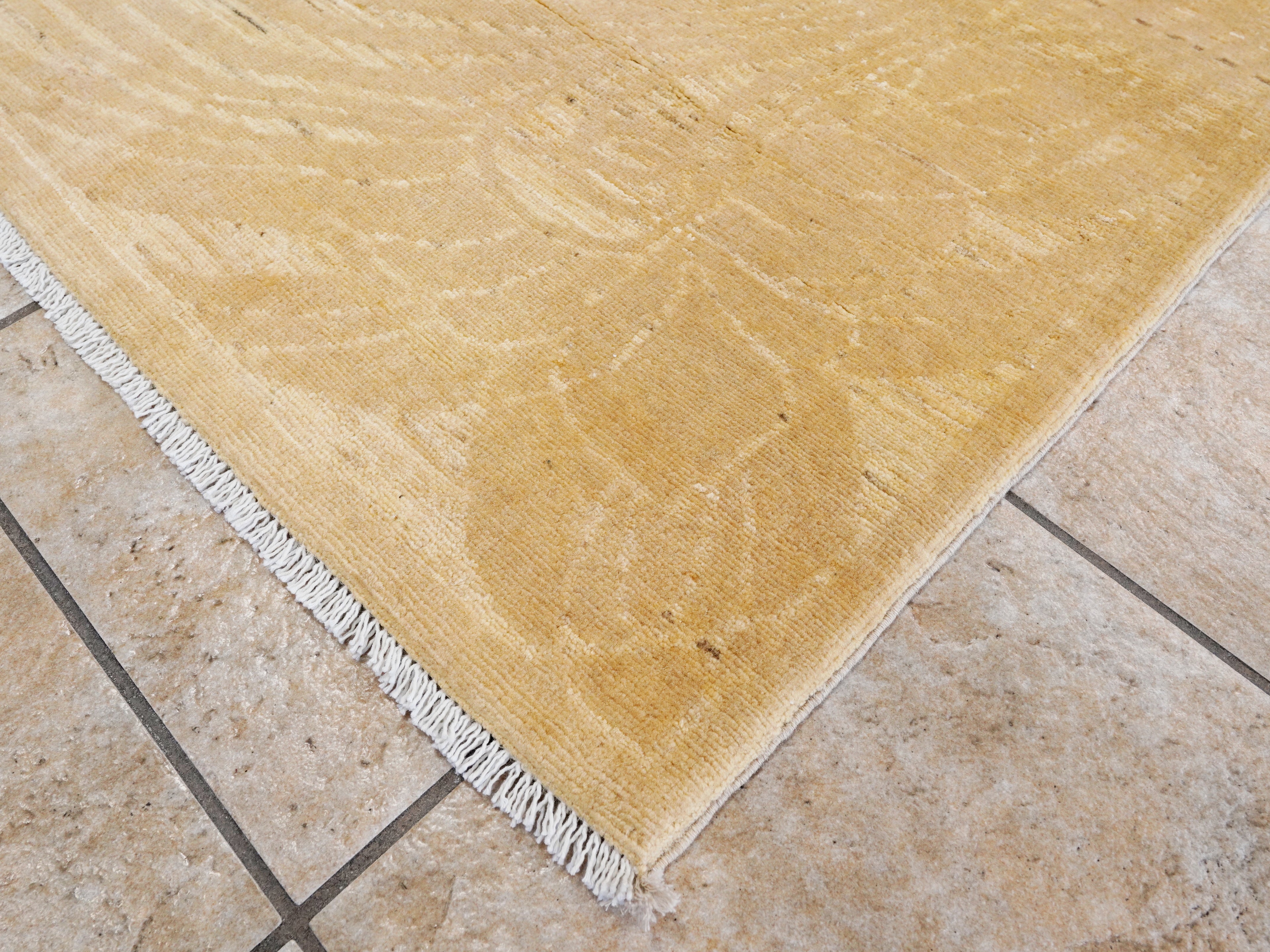 6x9 Ft Yellow Beige Gabbeh Rug - Area Wool Rug - Contemporary Design
