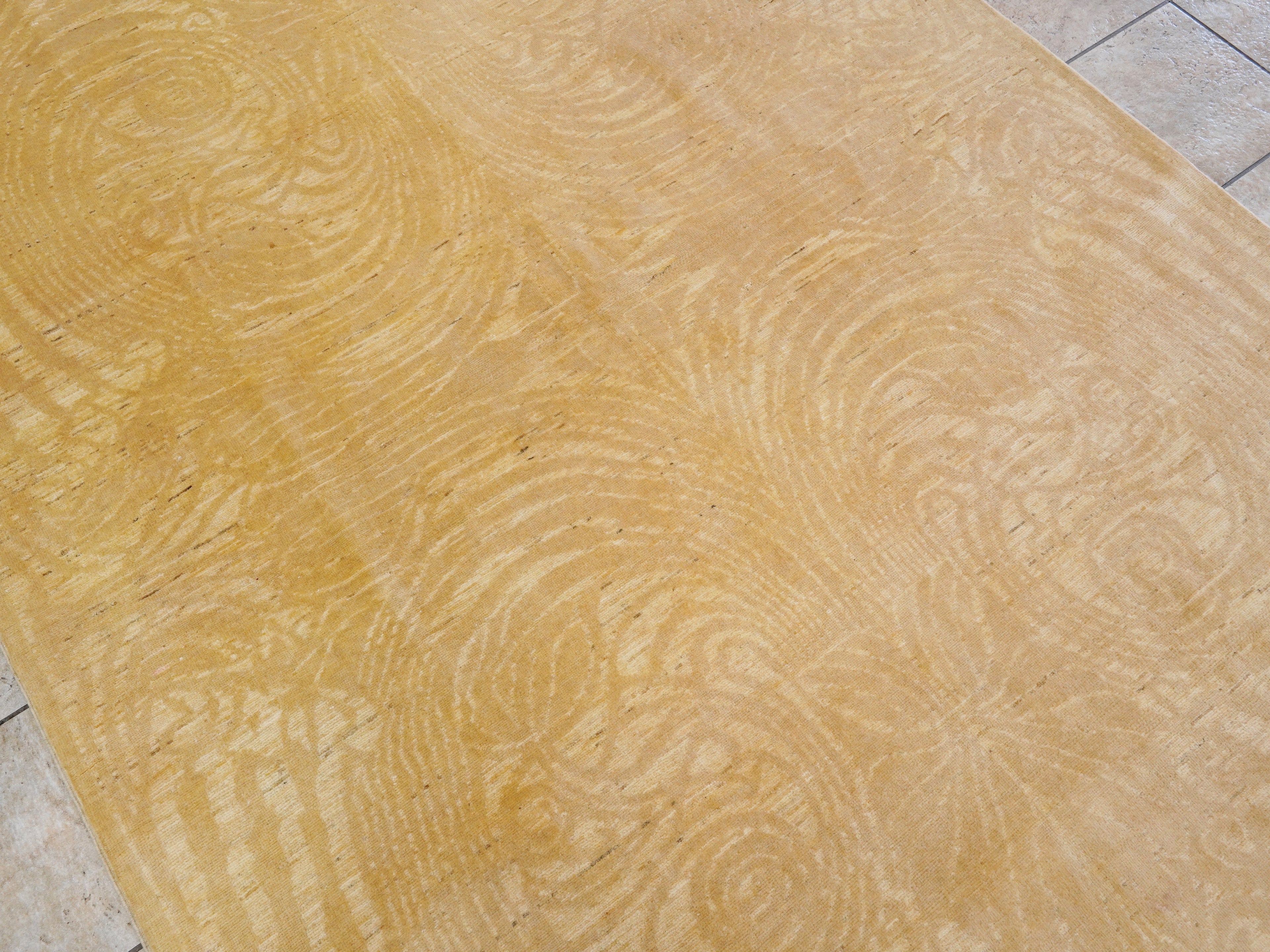 6x9 Ft Yellow Beige Gabbeh Rug - Area Wool Rug - Contemporary Design