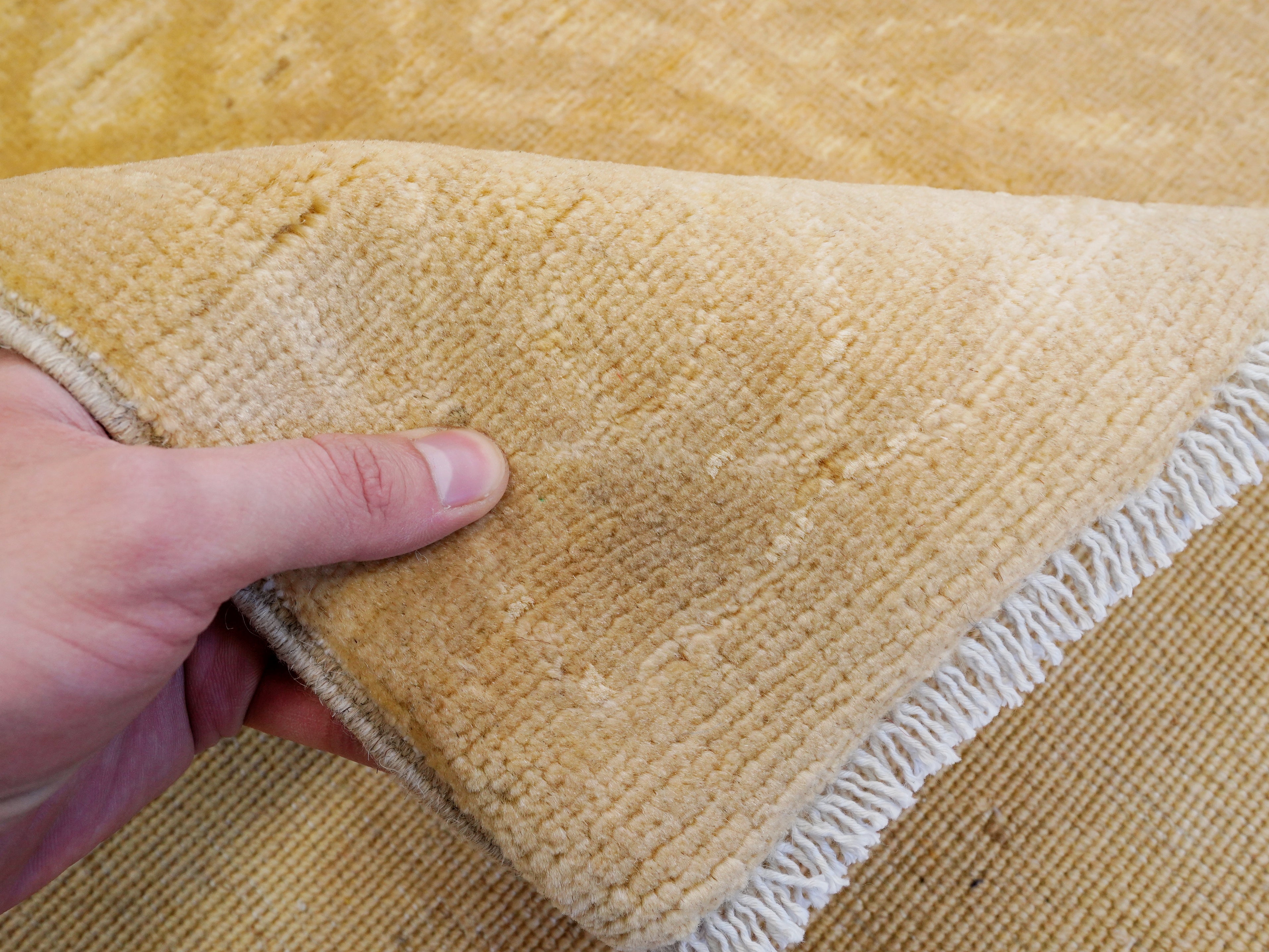 6x9 Ft Yellow Beige Gabbeh Rug - Area Wool Rug - Contemporary Design