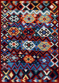 6x9 Ft Red & Blue Maimana Kilim Rug - Hand Knotted Wool Tribal Rug